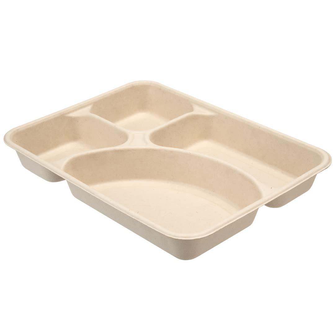 Restaurantware Restaurantware Pulp Tek 43 Ounce To Go Containers 100 Sustainable Carry Out Containers - Lids Sold Separately 4 Compartments Bagasse Take Out Plates Made From Sugarcane Fibers Microwavable
