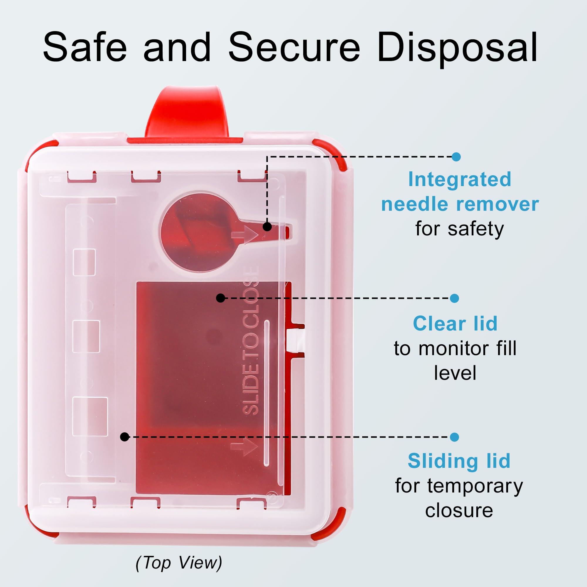 BioBox Sharps Container Small - Sharps Containers for Home Use and Labs - Portable Needle Disposal and Travel Size Biohazard Bin - 2 Quart (Pack of 1)