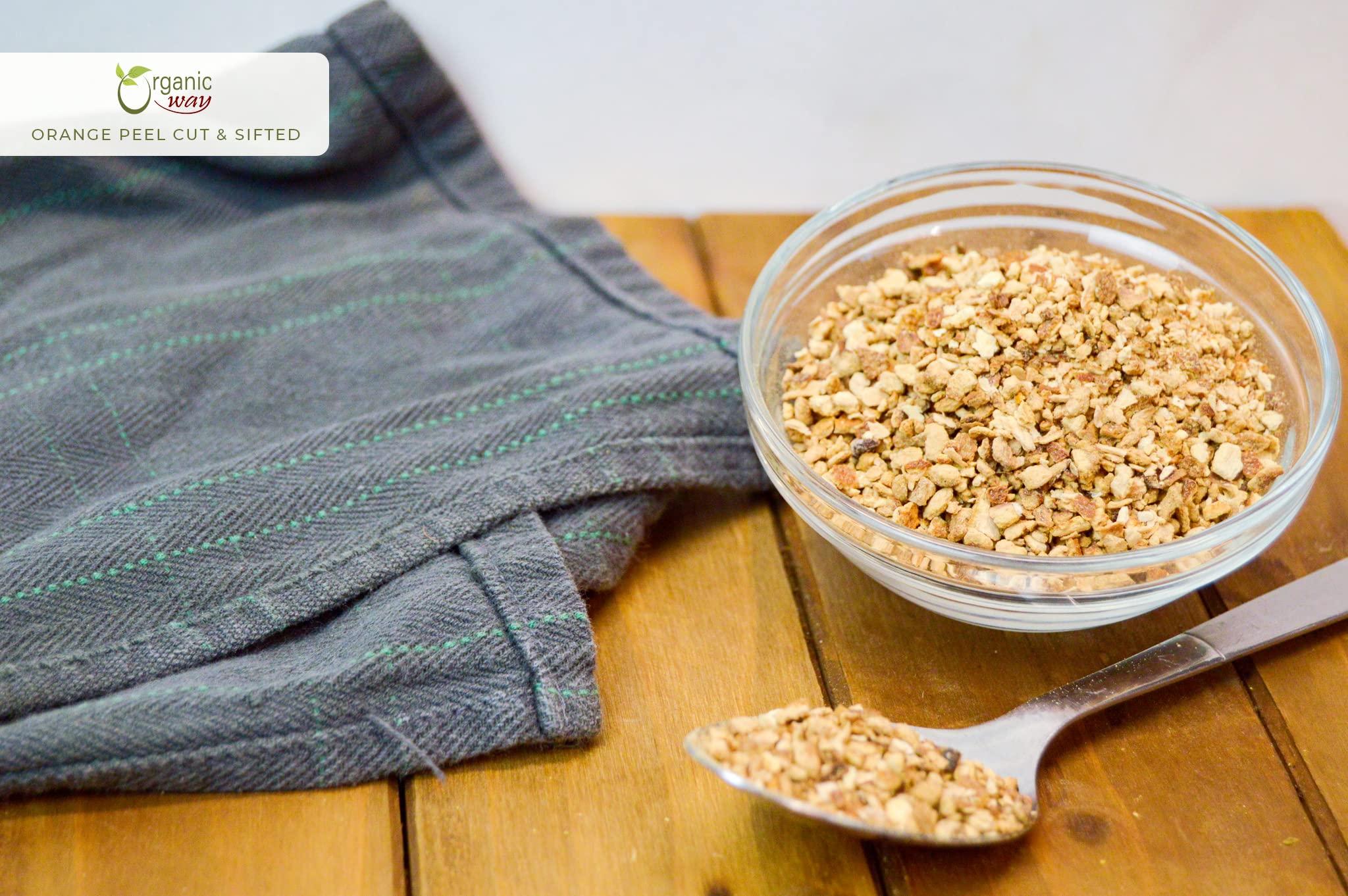 Organic Way Organic Way Dried Orange Peel Cut & Sifted (Citrus sinensis) - European Wild-Harvest | Organic & Kosher Certified | Vegan, Non GMO & Gluten Free | USDA Certified | Origin - India (1/2LBS / 8Oz.)