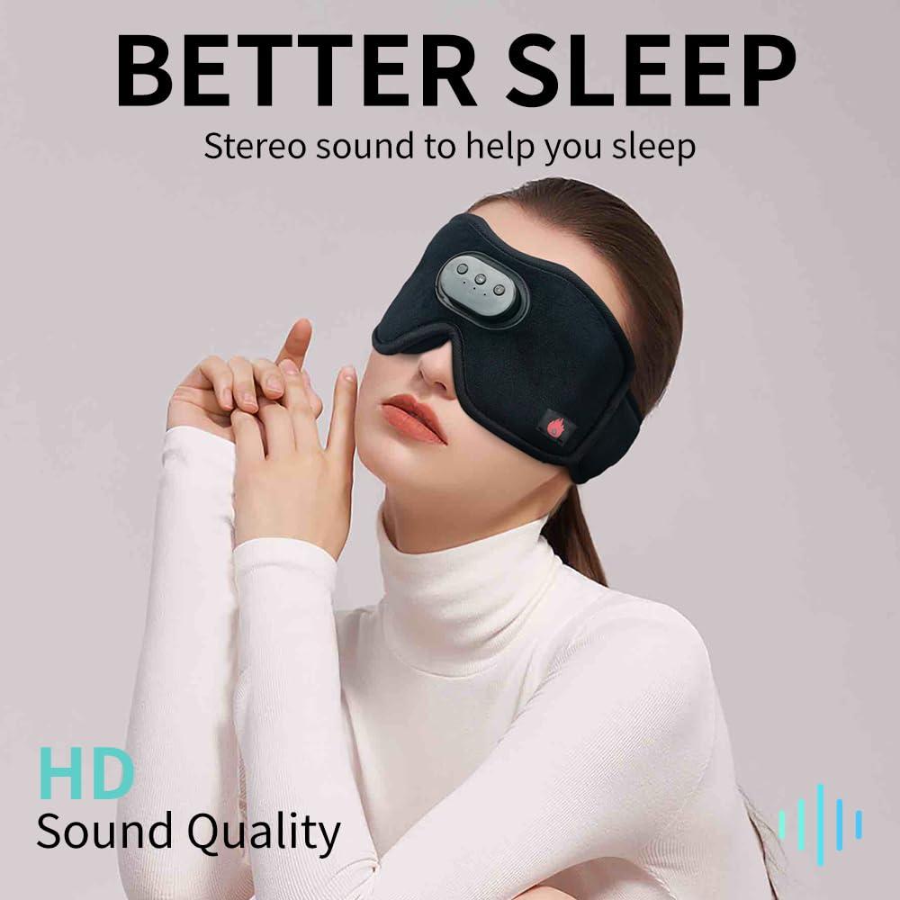 SYPVRY Heated Eye Mask with Bluetooth Headphones SYPVRY Wireless Sleep Eye Mask Headphones for Sleeping with Temperature & Timer Control, Warm Eye Compress USB Heated Mask for Dry Eyes Style, Black