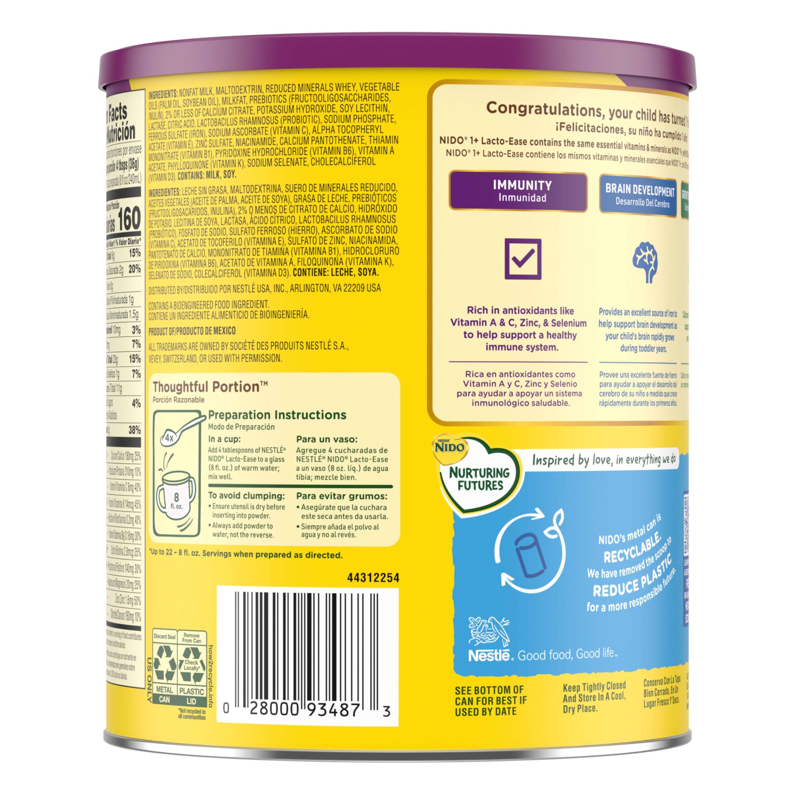 Nido Nestle NIDO Lacto-Ease Toddler Powdered Milk Beverage - 28.2 Oz Canister - Toddler Drink Mix