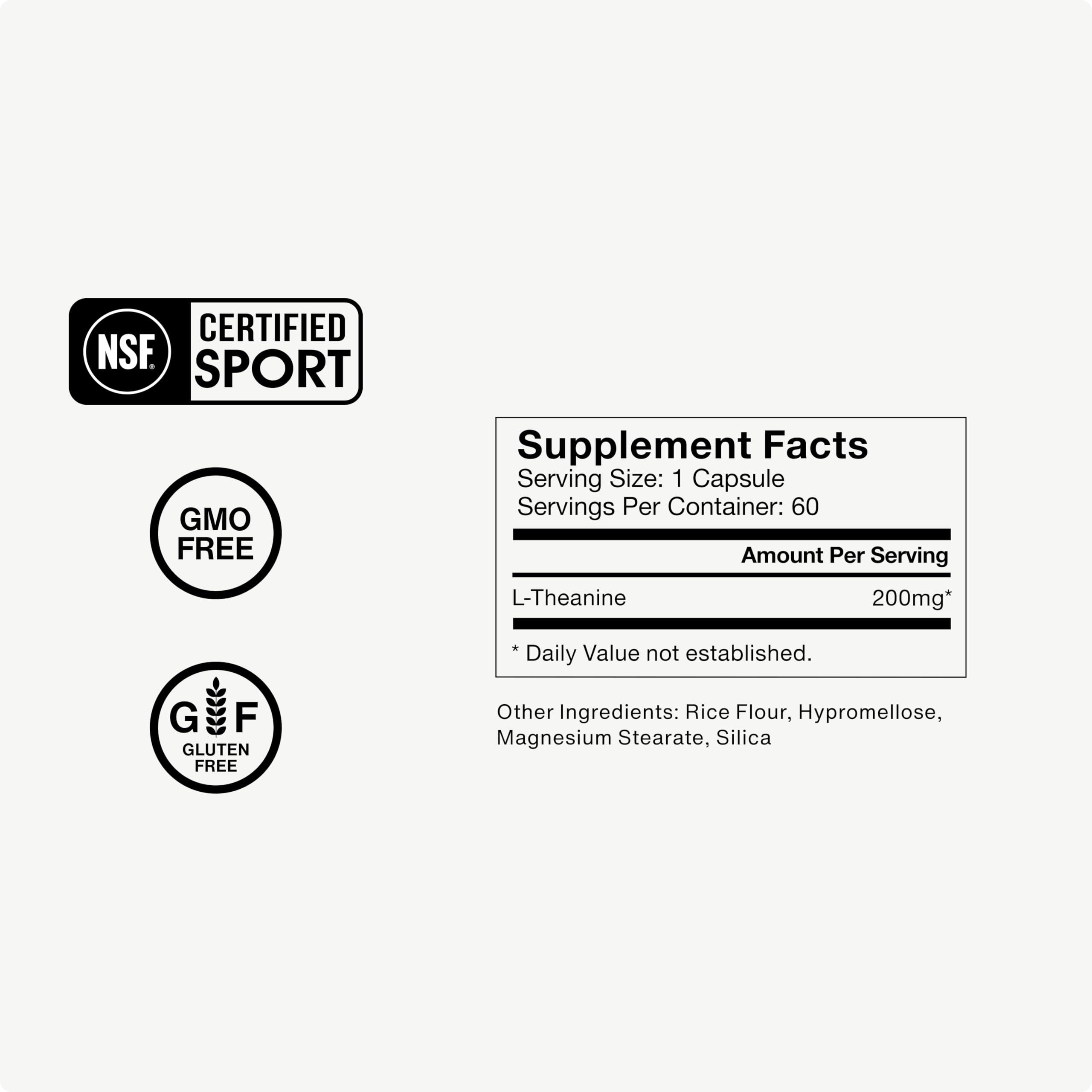 Momentous Momentous L-Theanine Supplement - 200mg Capsules to Promote Relaxation and Focus - NSF Certified, GMO-Free, Gluten Free, 60 Servings