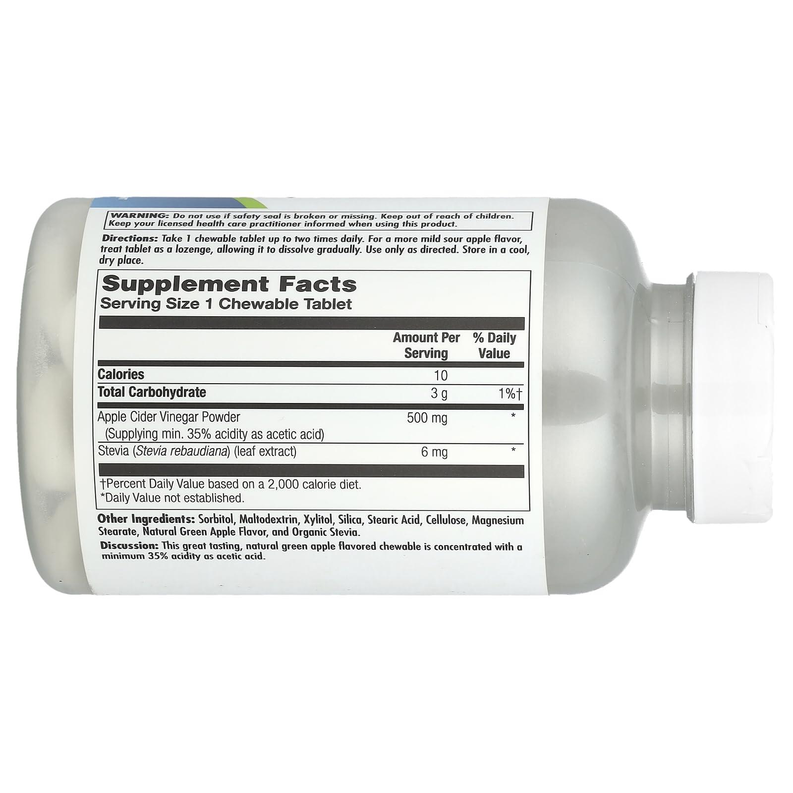 KAL Kal Apple Cider Vinegar - 500 mg - 60 Chewable Tablets