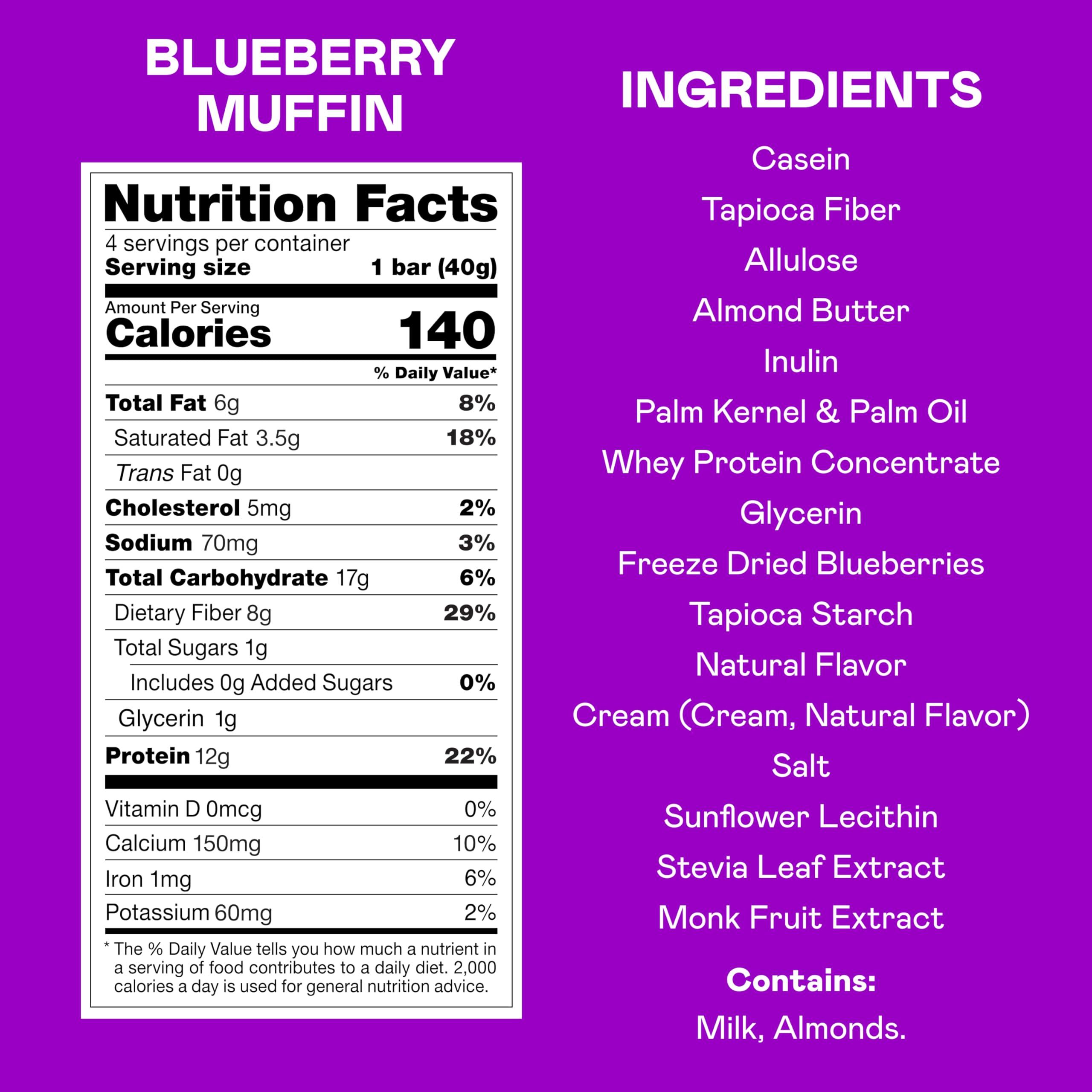 Magic Spoon MAGIC SPOON Treats and Spoon - High Protein, Low Carb, Keto Friendly, Low Sugar, Gluten Free, Crispy Protein Bar Cereal Bar, On-The-Go Healthy Snack (Blueberry Muffin, 8 Bars)
