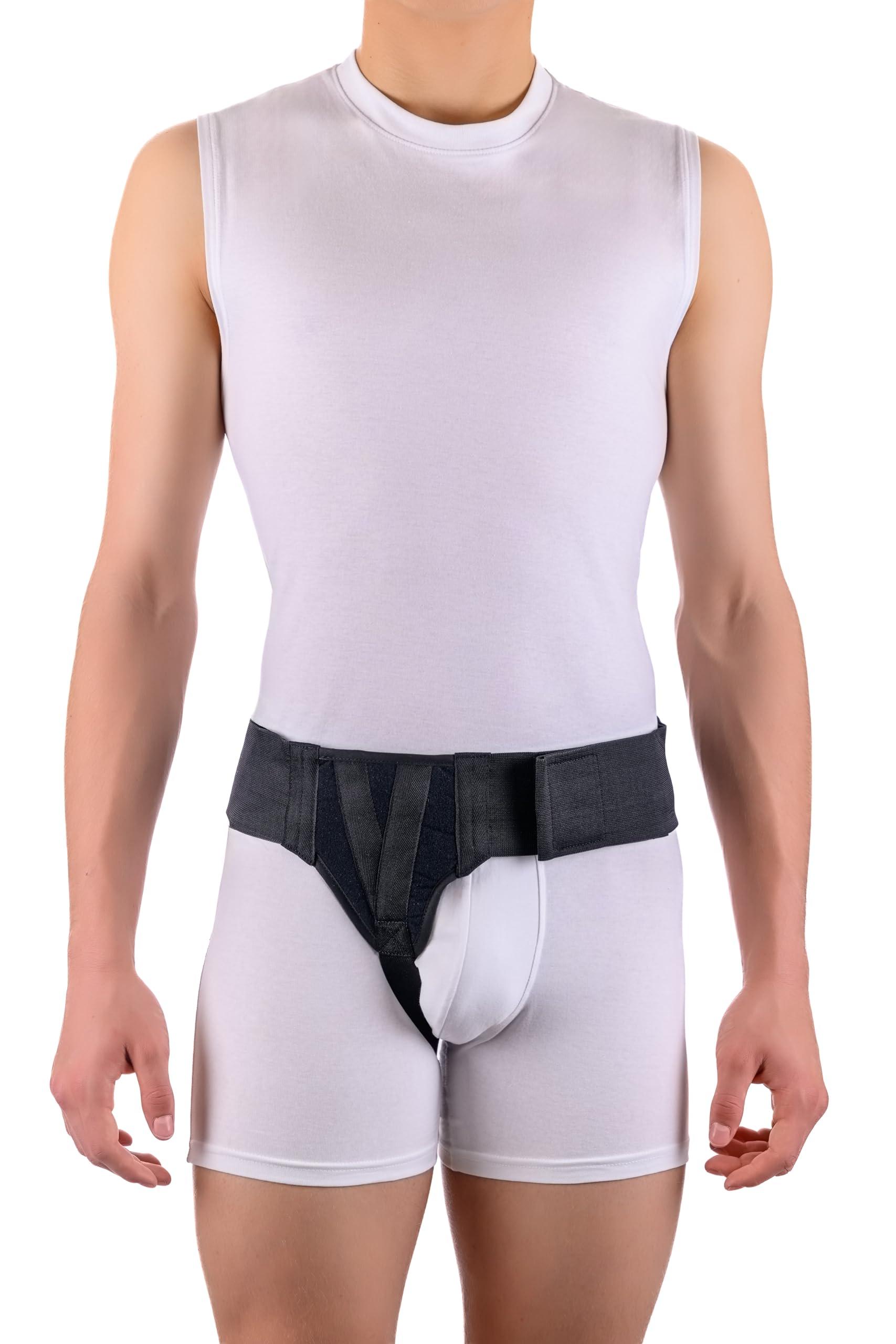 FlexaMed FlexaMed Right Side Inguinal Hernia Groin Belt with Compression Pad Black (M 32-36)