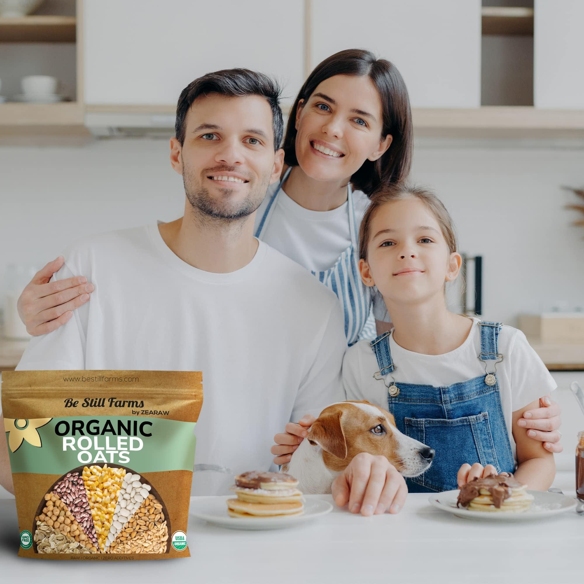 Be Still Farms Organic Oatmeal Regular Rolled Oats - Old Fashioned Oat Bulk (2.8 lb) Be Still Farms - 100% Whole Grain | High in Fiber & Protein | USA Grown | USDA Certified | Vegan | Non-GMO | Sugar-Free