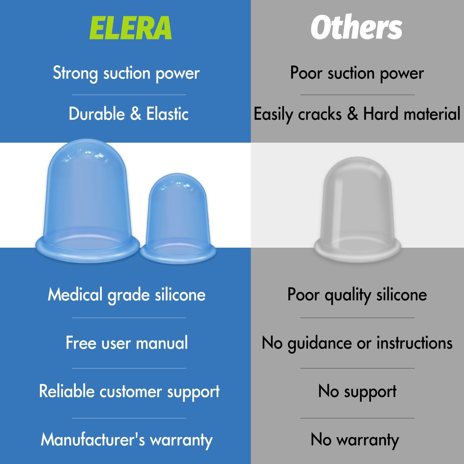 ELERA ELERA Silicone Cupping Therapy Sets, Cellulite Reduction Vacuum Cup - Cupping Kit for Massage Therapy (4 Cups)