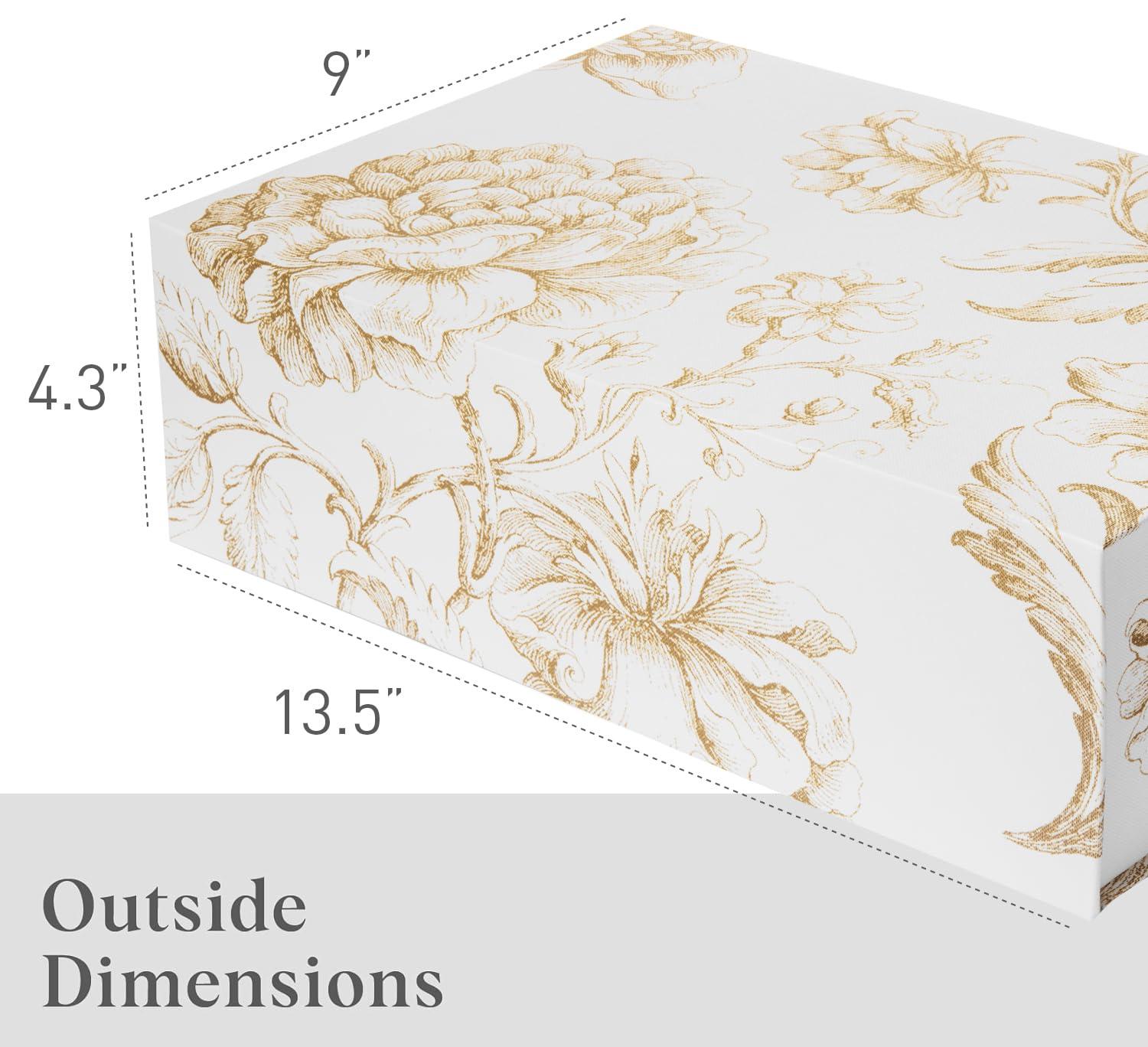 Sorarto Sorarto Luxury Keepsake Gift Box | Gold Floral Decorative Boxes with Magnetic Lids for Presents, Wedding Memory Box, and Bridal Gifts. 13.5\" x 9\" x 4.3\"