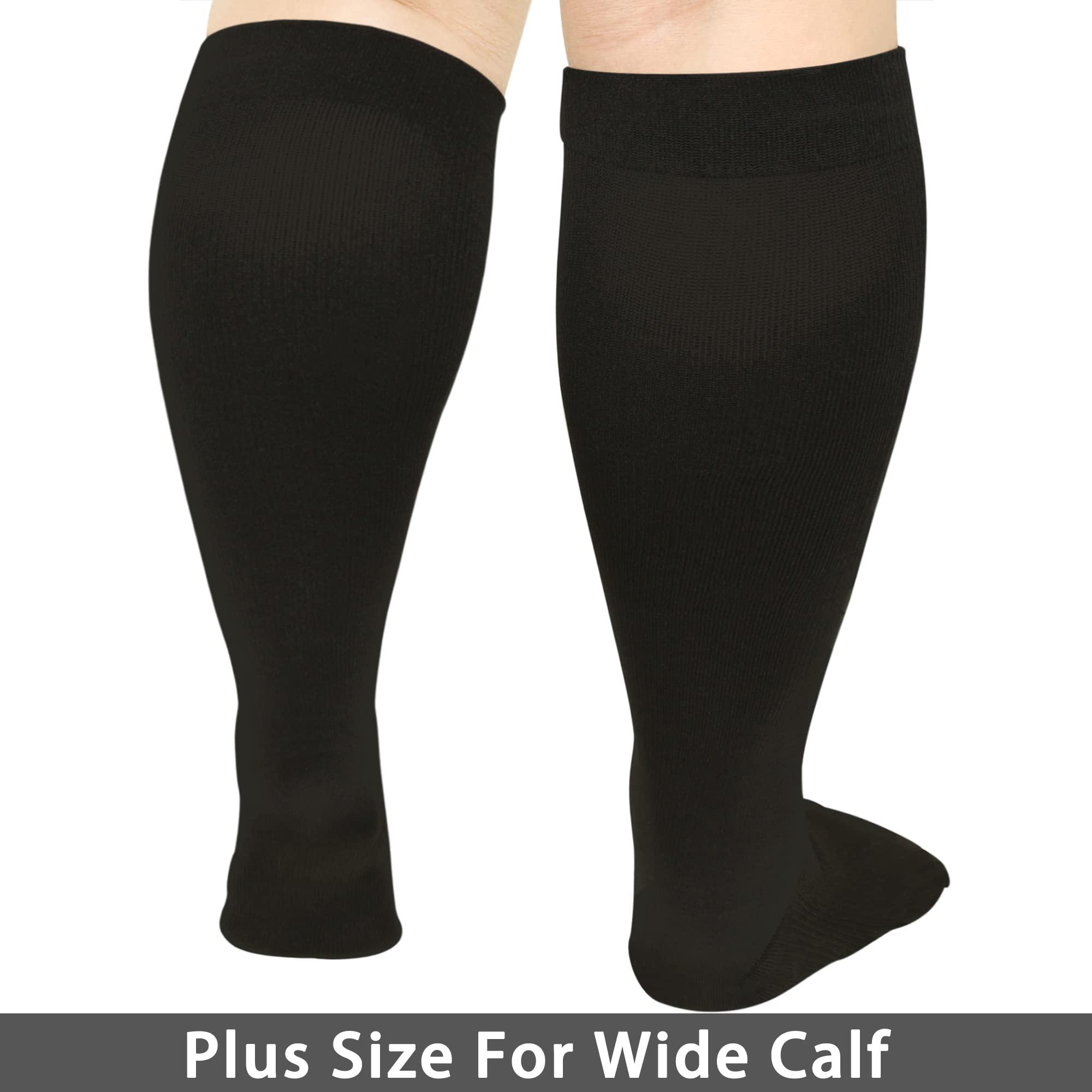 Tapesb 3 Pairs Plus size compression socks wide calf women men knee high 20-30 mmhg circulation for swelling 2xl 3xl 4xl 5xl