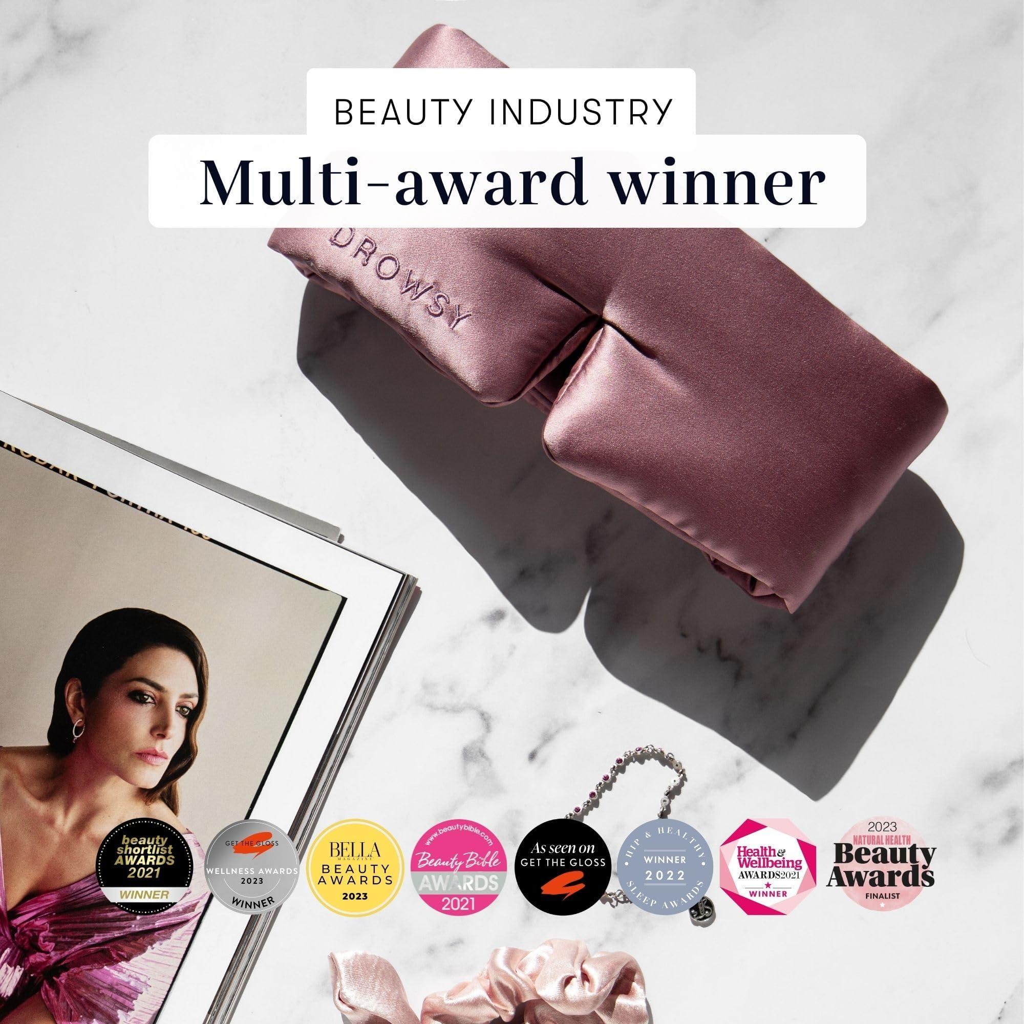 Drowsy DROWSY Silk Sleep Mask. Face-Hugging, Padded Silk Cocoon for Luxury Sleep in Total Darkness. (Damask Rose)