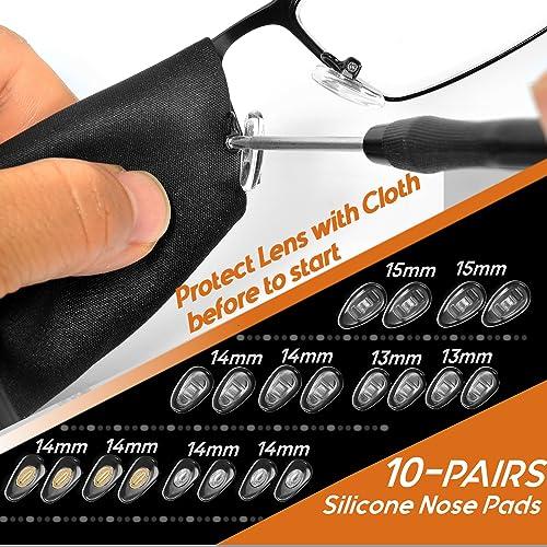 TEKPREM TEKPREM Magnetic Eyeglass Repair Tool Kit, Eye Glasses Repairing Screwdriver Set with Eyeglass Screws,Silicone Nose Pads,Tweezer,Small Screwdriver for Eyeglasses,Sunglasses and Nose Pads Replacement