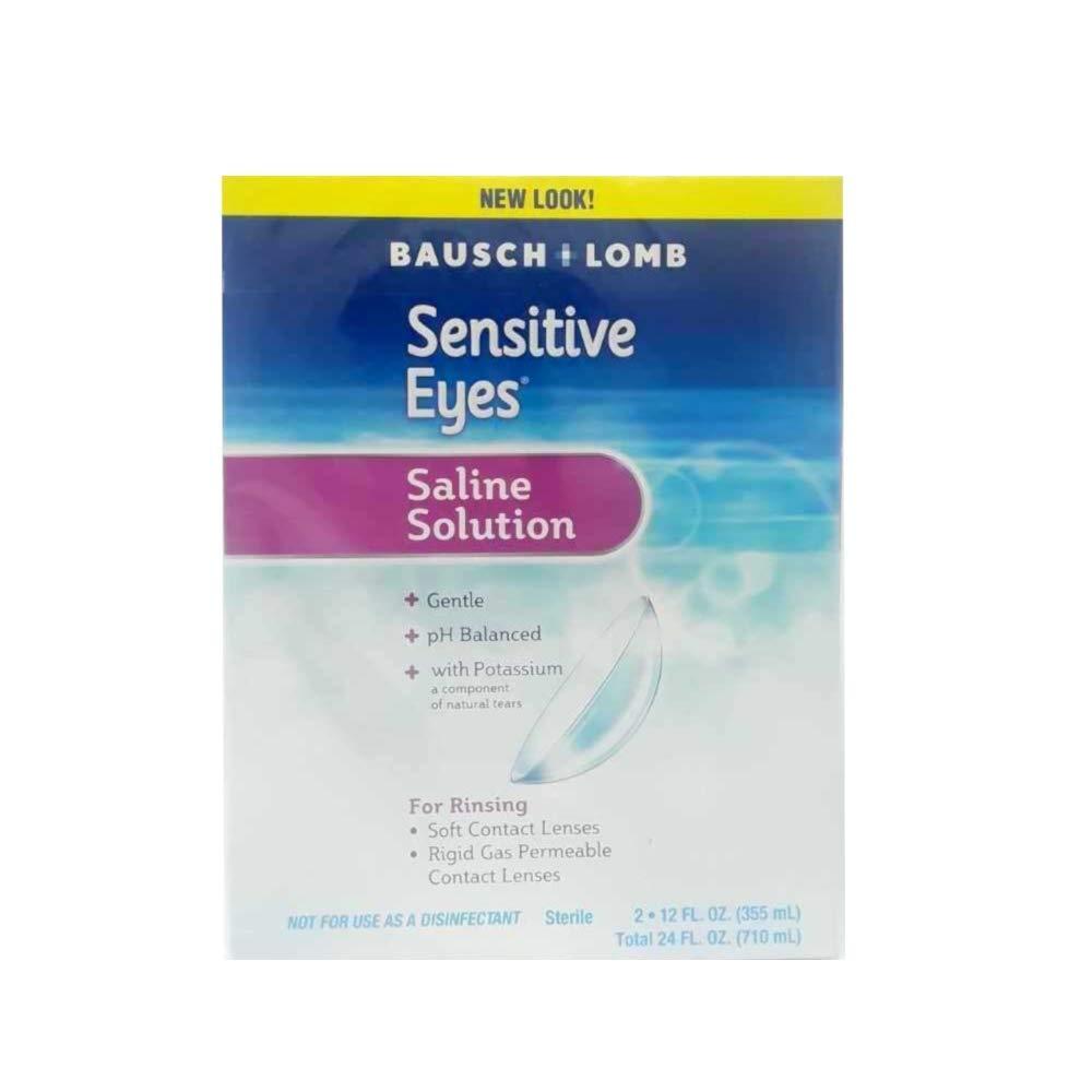 Bausch + Lomb Sensitive Eyes Plus Saline Solution, 12 Fluid Ounce (Pack of 12)