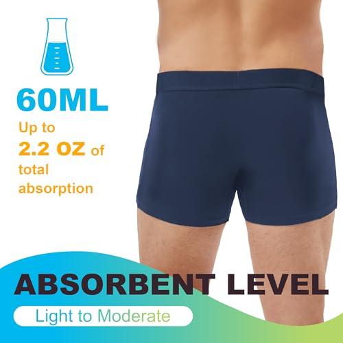 IRISMORII RISMORII Mens Leakproof Underwear Washable Adult Bladder Protection Incontinence Absorbent Trunk 60 ML Absorbency (Dark Blue L)