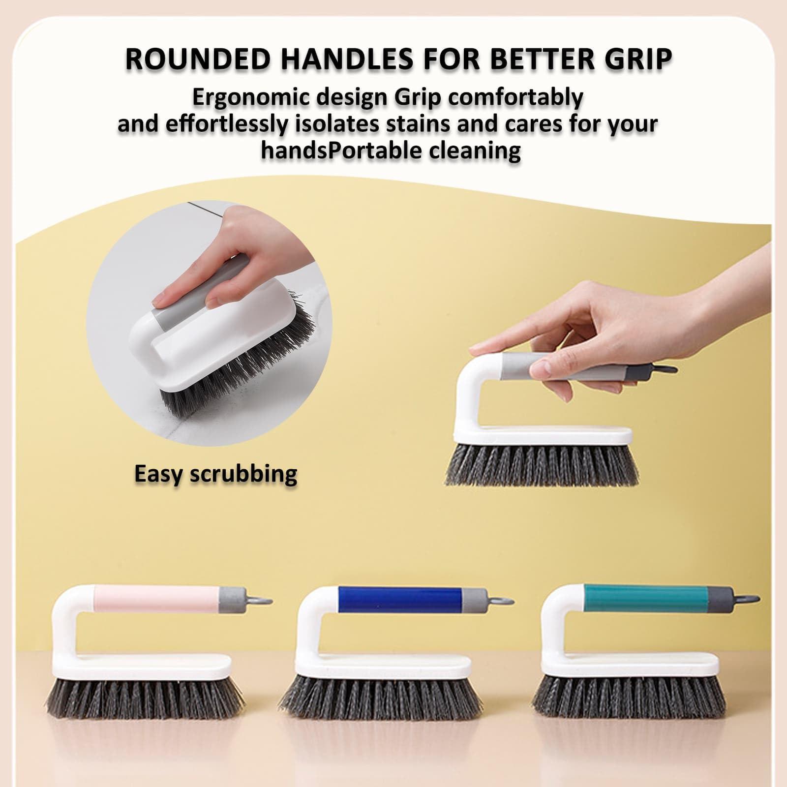 Aebor Scrub Brush, Scrubbing Cleaning Brushes, Heavy Duty Cleaning Brushes with Handle, for Shower, Bathroom, Carpet, Kitchen and Bathtub Scrubber, 2 Pack (Grey)