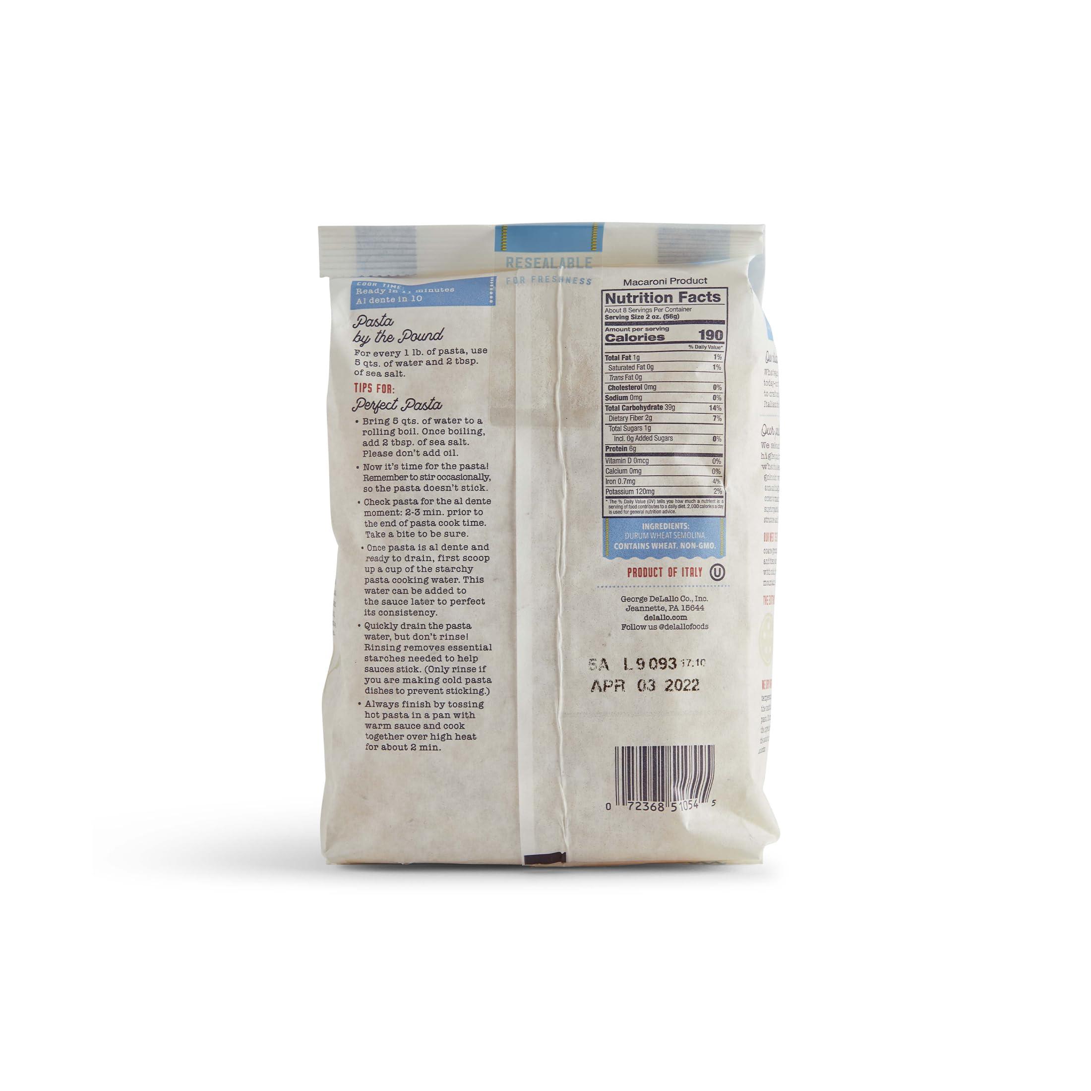 DeLallo DeLallo Conchiglie Pasta Shells, 1 Pound Bag, 4 Pack, Conch Shape, Made with Durum Wheat Semolina Flour, Cooks in 9 Minutes, Non GMO