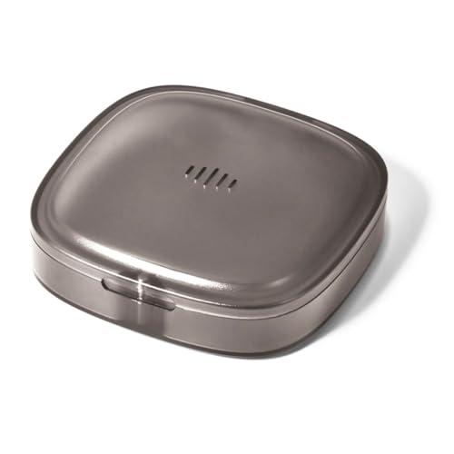 Maobuli Transparent Slim Retainer Case, Stylish Small Aligner Case, Thin Night Guard Case with Vent Holes, Portable Retainer Holder Compatible with Invisalign(Dark Grey)