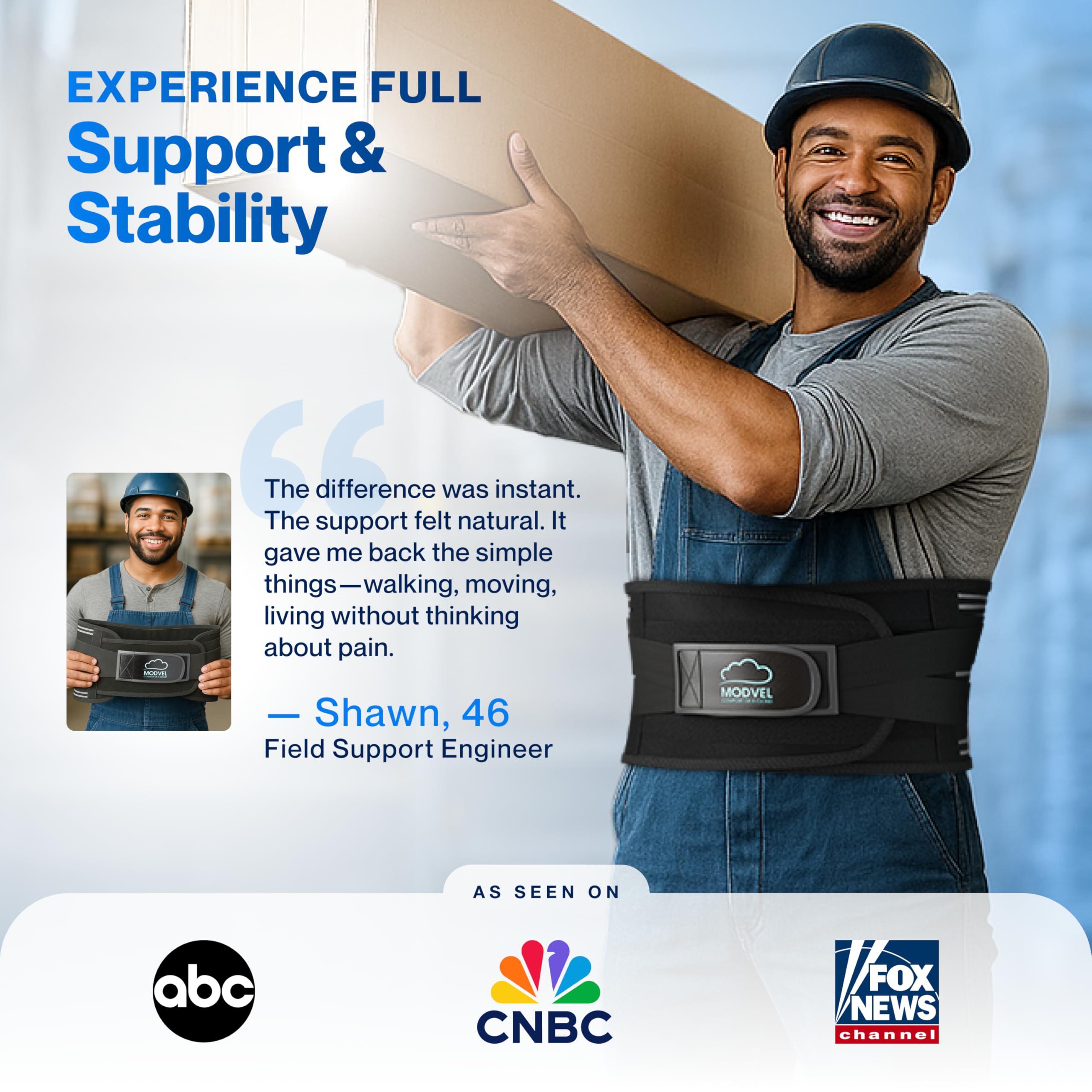 Modvel Modvel Back Braces for Lower Back Pain Relief with 6 Stays, Breathable Back Support Belt for Men/Women for work, Anti-skid lumbar support belt with 16-hole Mesh for sciatica (M)