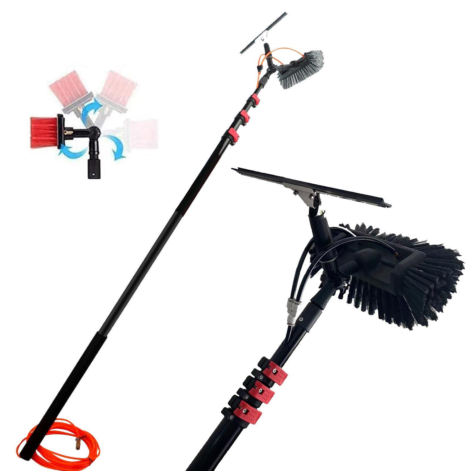 YXJPP Window Cleaning Brush,Hydro Telescopic Brush with Squeegee, Water/Hose delivery Pole, Cleaning photovoltaic and Solar panels/12 m pole/50 cm Brush Head,6M/20FT
