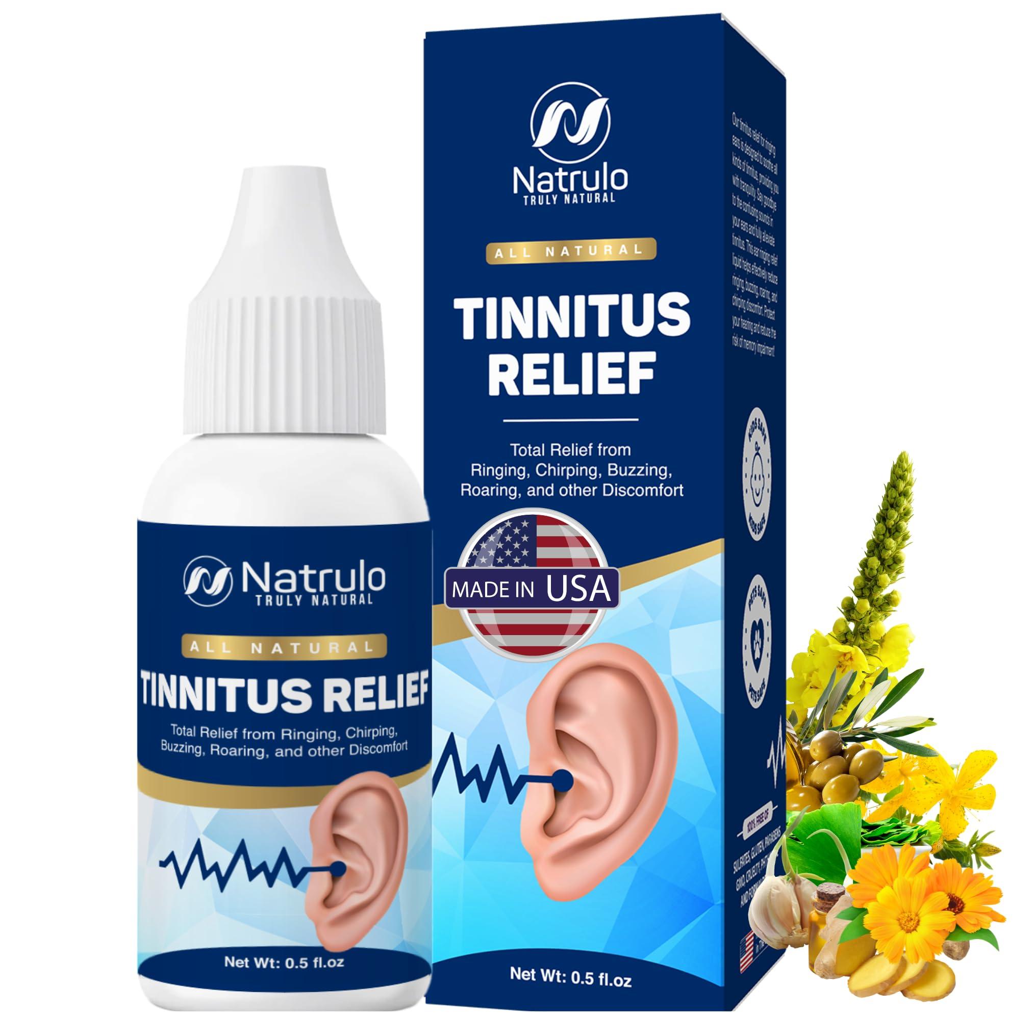 Natrulo Tinnitus Relief for Ringing Ears Natural Ear Ringing Drops for Tinnitus Treatment Sooth Discomfort, Reduce Ear Noise Ear Cleaner Ear Wax Removal Drops Improve Hearing & Ear Health, Made in USA