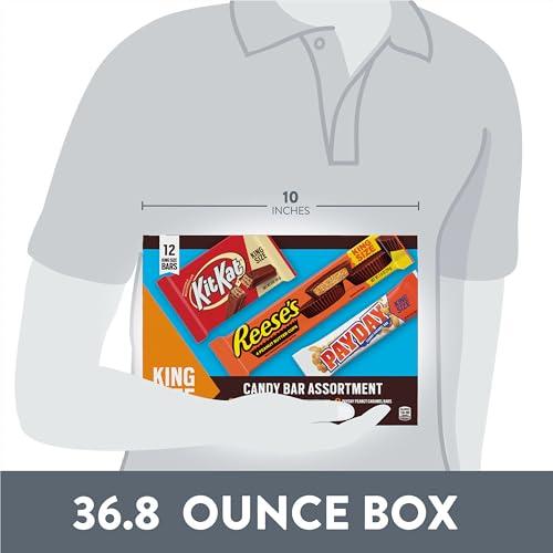 HERSHEY\'S KIT KAT, PAYDAY and REESE\'S Assorted Flavored King Size, Candy Variety Box, 36.8 oz