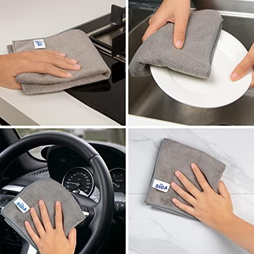 MR.SIGA MR.SIGA Microfiber Cleaning Cloth, All-Purpose Microfiber Towels, Streak Free Cleaning Rags, Pack of 12, Grey, Size 32 x 32 cm(12.6 x 12.6 inch)