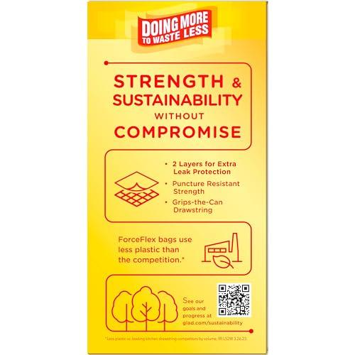 Glad Glad ForceFlex Tall Kitchen Drawstring Trash Bags, 13 Gallon, Gain Lemon Zest, 40 Ct, Pack May Vary (Pack of 2)