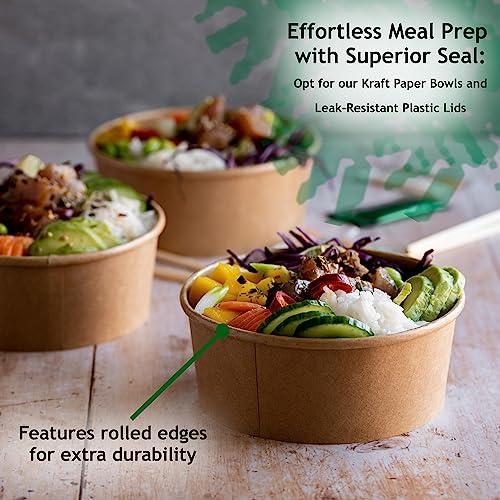 Galashield Galashield Disposable Bowls with Lid | Meal Prep Paper Bowls | To Go Salad Ramen Food Containers with Lids (17 oz - 50 Sets)