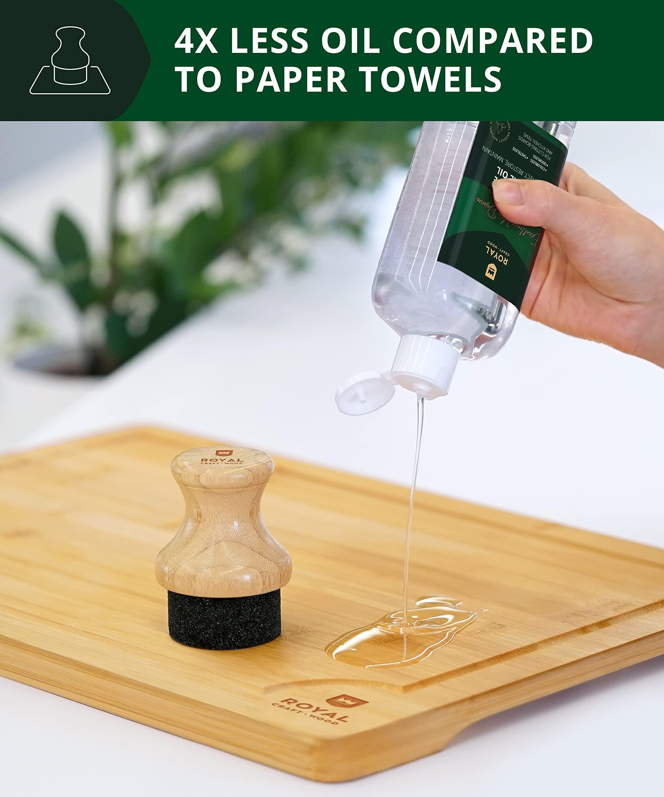 ROYAL CRAFT WOOD ROYAL CRAFT WOOD Cutting Board Oil and Wax Applicator for Food Grade Mineral Oil - Round Bamboo Applicator for Wood Cutting Boards, Butcher Blocks, Utensils Small
