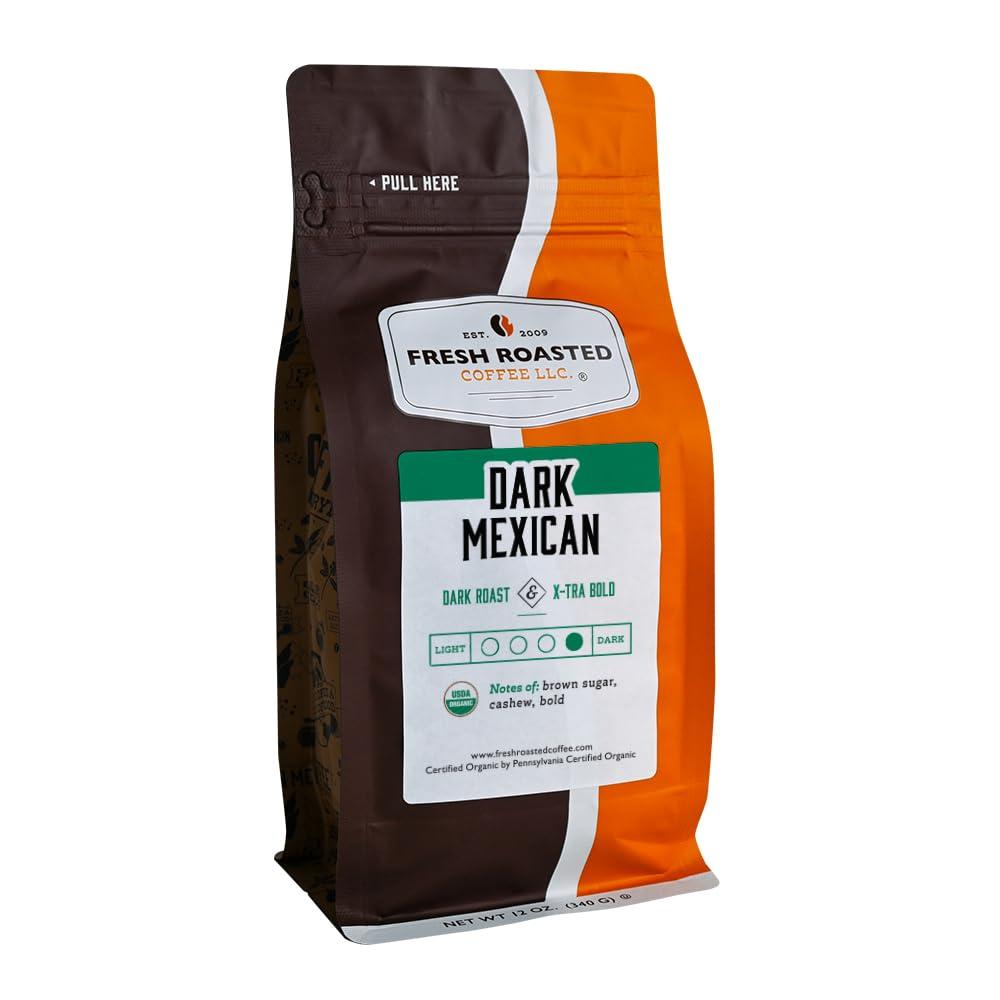Fresh Roasted Coffee Fresh Roasted Coffee, Organic Dark Mexican, Dark Roast, Mold & Mycotoxin Tested, Kosher, 12 oz, Ground