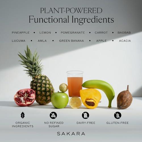 SAKARA SAKARA Fiber Super Powder - Pineapple Flavor Prebiotic Fiber Powder, High Fiber & Digestive Enzymes Organic Fiber Supplement Powder, Daily Fiber Drink, Acacia Fiber Powder