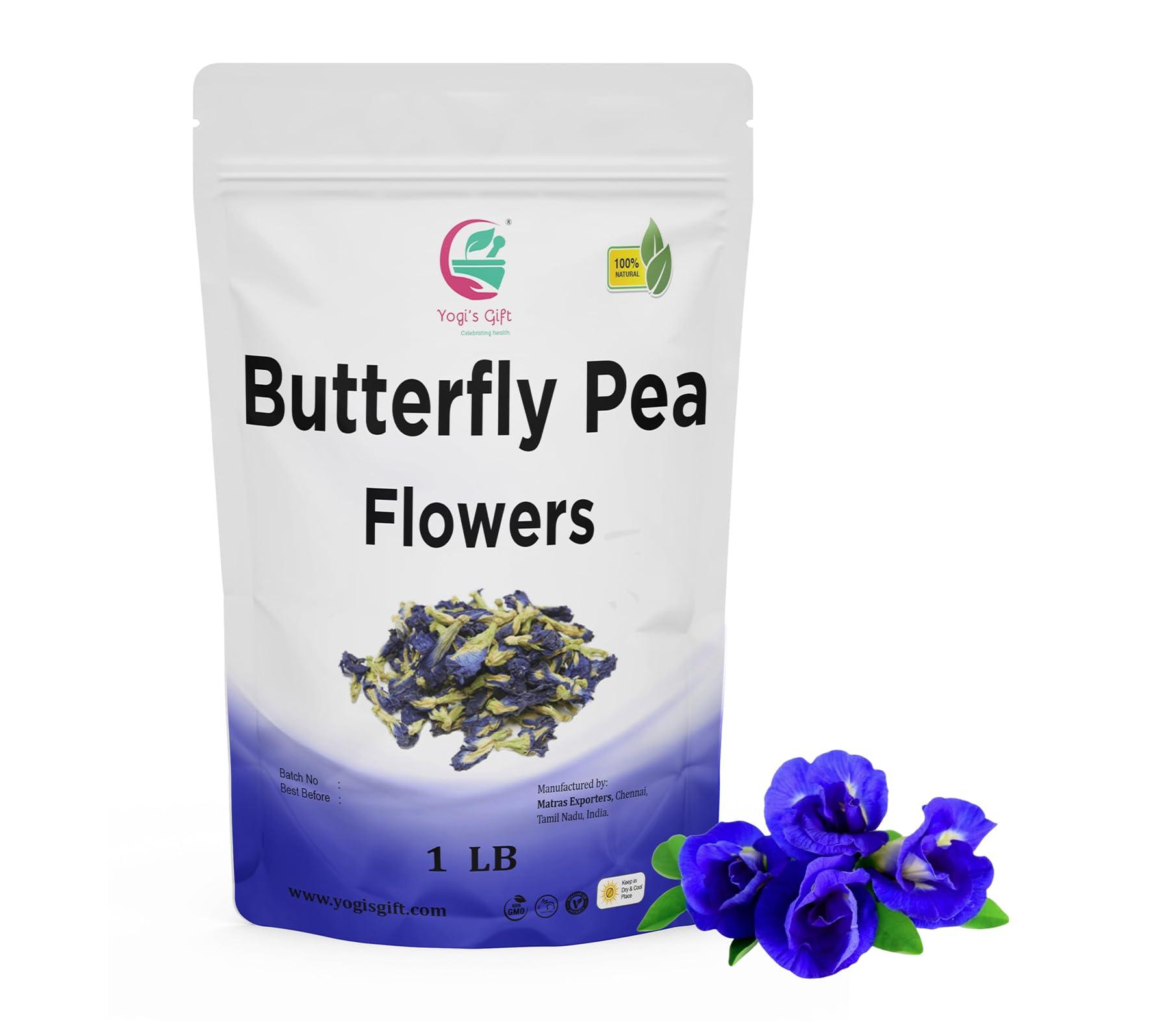 YOGIS GIFT  Celebrating health Butterfly Pea Flower Dried 1 LB | Blue Butterfly Pea Flower Tea | Makes Beautiful Blue Or Purple Food Coloring | Non-Gmo, Ethically Sourced | By Yogi\'s Gift