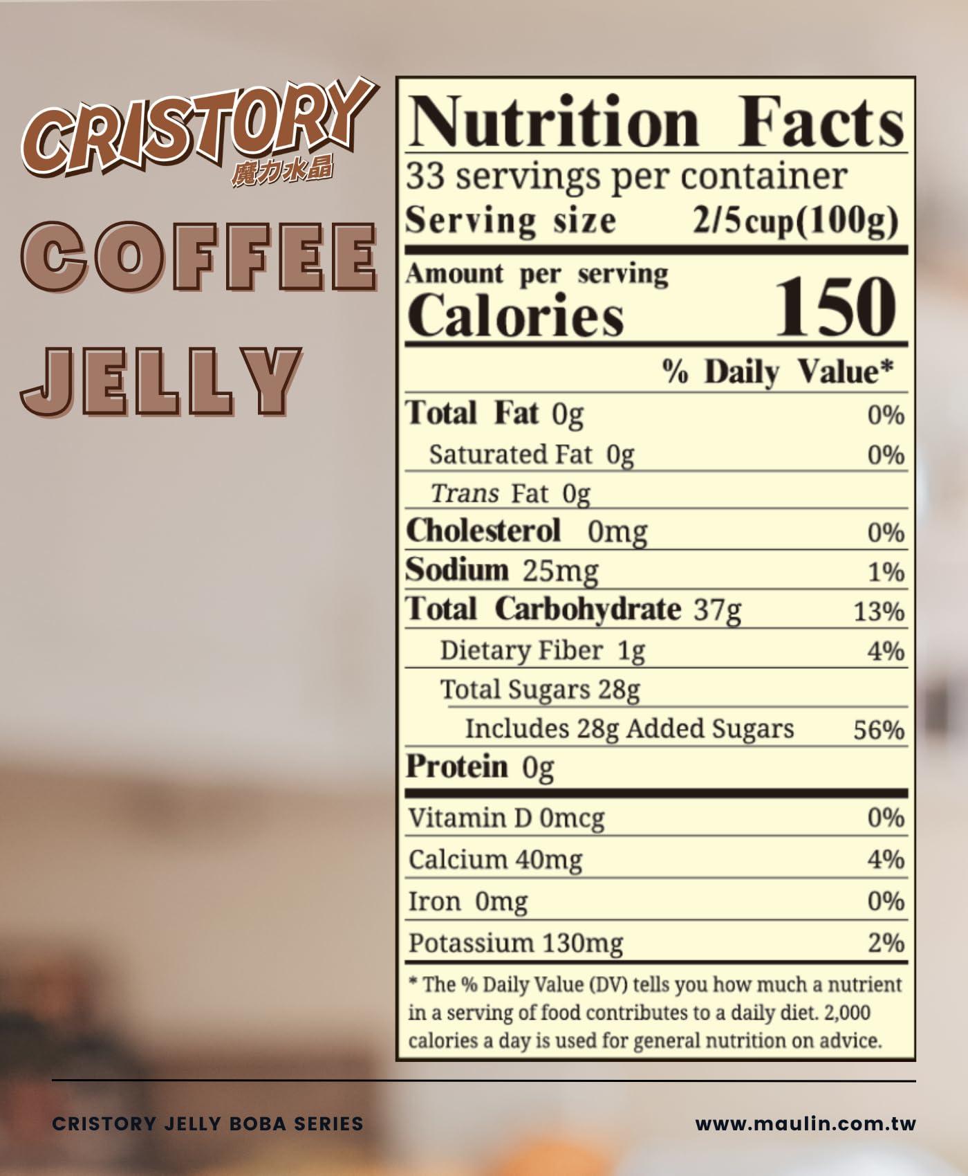 CRISTORY CRISTORY Coffee Jelly Jar (7.27 lbs), Authentic Arabica Coffee, Pre-Sweetened and Ready To Serve, 100% Gluten Free & Fat Free, Vegan Friendly, Bubble Tea, Toppings for Beverage & Desserts