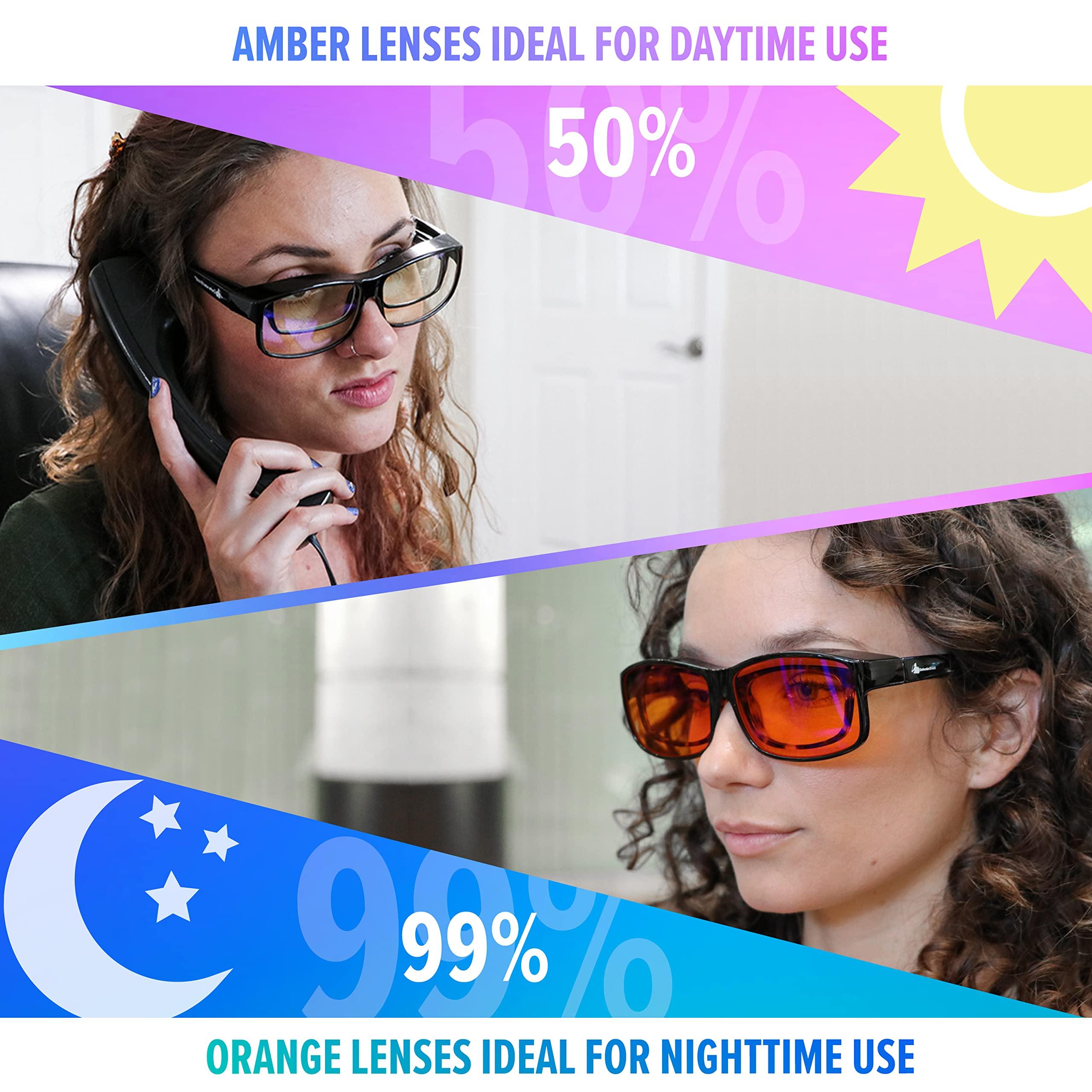 DefenderShield DefenderShield Premium Fit-Over Blue Light Blocking Glasses - Daytime - Yellow Tint to Block Harmful Blue Light from Gaming PC, Laptop and Smartphone Glare - Digital Eye Strain Protection