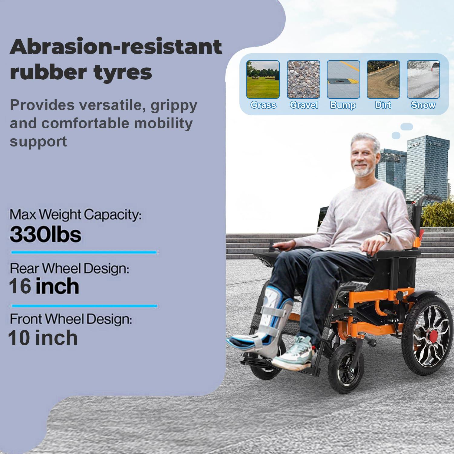 Vlemkk Electric Wheelchair for Adults,ightweight Foldable Power Wheelchair,500W Dual Motors,20Miles Longer Range Intelligent All Terrain Motorized Mobility Scooters for Seniors -Ships from USA
