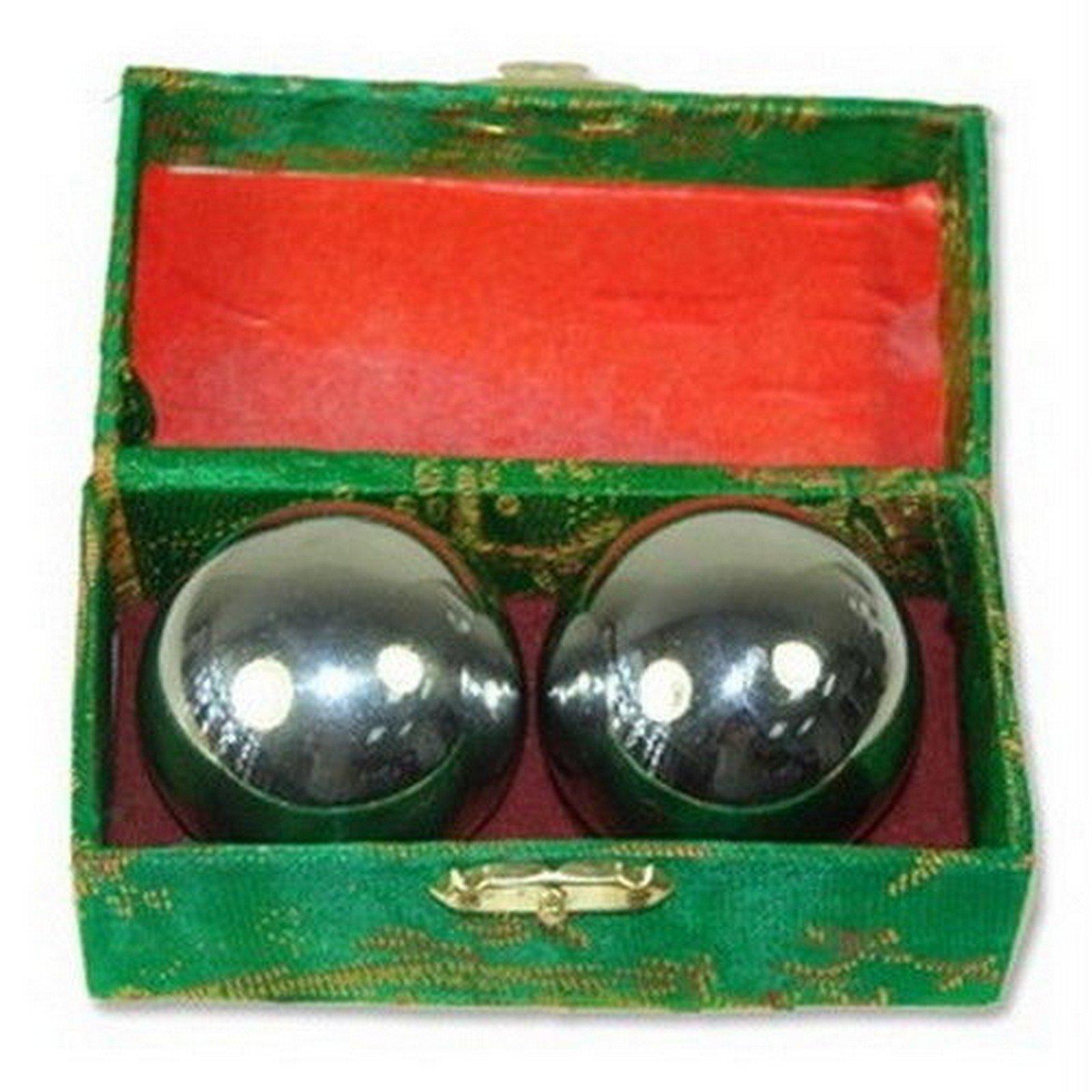 JapanBargain JapanBargain 3297, Chinese Baoding Balls Hand Therapy Exercise Stress Relief Balls, 1-5/8 inch, Chrome Color