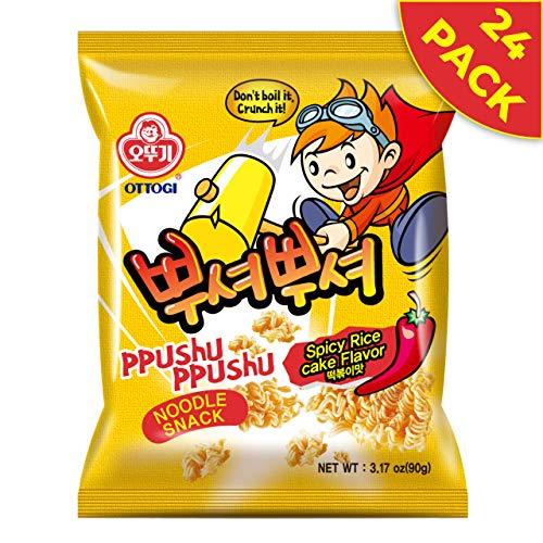 Ottogi [OTTOGI] PPUSHU PPUSHU NOODLE SNACK- Spicy Rice Cake Flavor (90g) - 24 Pack