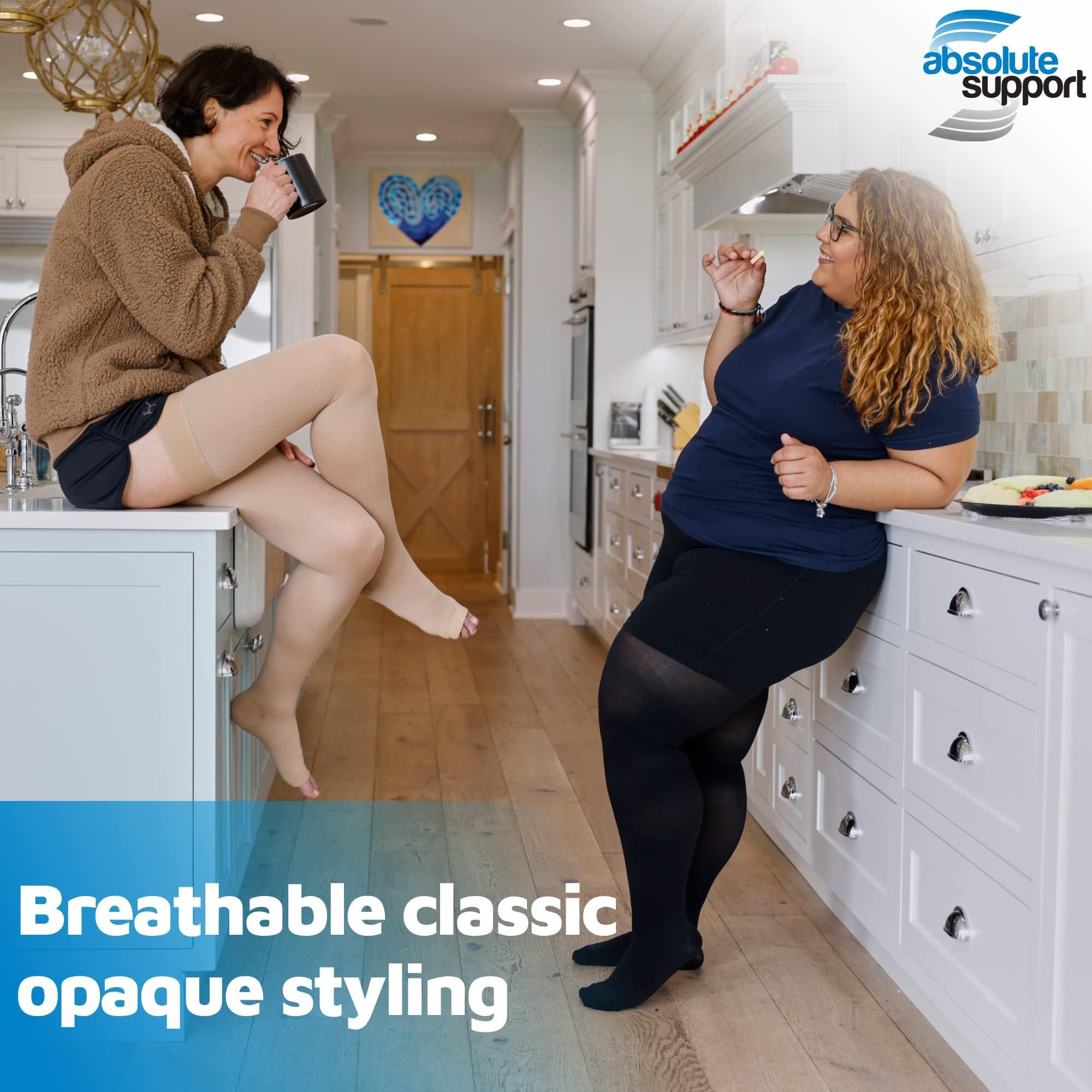 ABSOLUTE SUPPORT Plus Size Compression Stockings 20-30 mmHg for Women and Men with Closed Toe - Extra Large Over the Knee Compression Hose for Varicose Veins Circulation, Lymphedema - Black, 2X-Large