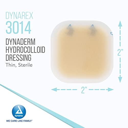 Dynarex Dynarex DynaDerm Hydrocolloid Dressings, Sterile Moist Bandages, 2" x 2," Thin & Latex-Free, Peel-Down Patches, 1 Case - 12 Boxes of 20 DynaDerm Hydrocolloid Dressings