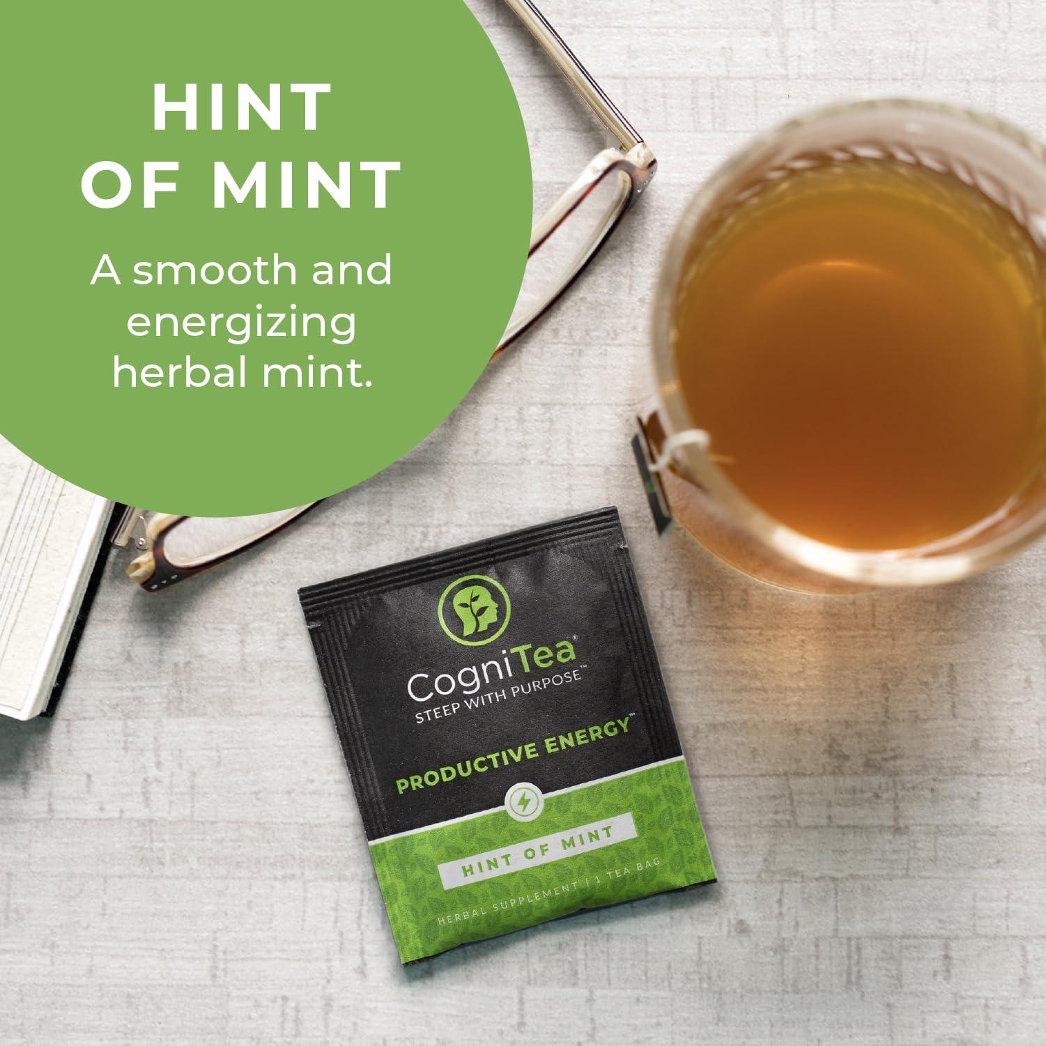 CogniTea CogniTea Productive Energy Tea - Enhanced Focus & Energy with 100mg L-Theanine, 90mg Caffeine Organic Guayusa & Yerba Mate, Assam Black Tea - Crash-Free Cognitive Boost