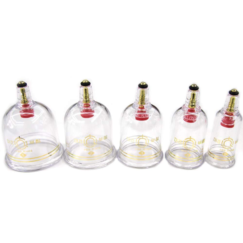 D.G Korea Daegun Plastic Air Vacuum Suction Massage Cup 15 PCS Full Set with Pump