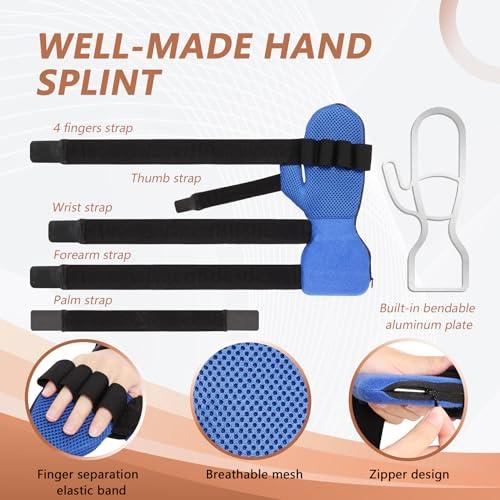 Scurnhau Scurnhau Resting Hand Splint, Night Sleeping Carpal Tunnel Wrist & Finger Splint, Stroke Hand Brace with Finger Support for Finger Contractures, Tendonitis, Arthritis, Fits Left and Right Hands, L