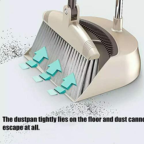 Jingyuan Kitchen Broom and Dustpan Set for Home, Outdoor Dustpan and Brush Set Comb, Small Broom and Dustpan Set, Mini Broom and Dustpan Set,Long Handled 3 Size Handle,Broom with Dustpan Comb Set Upright