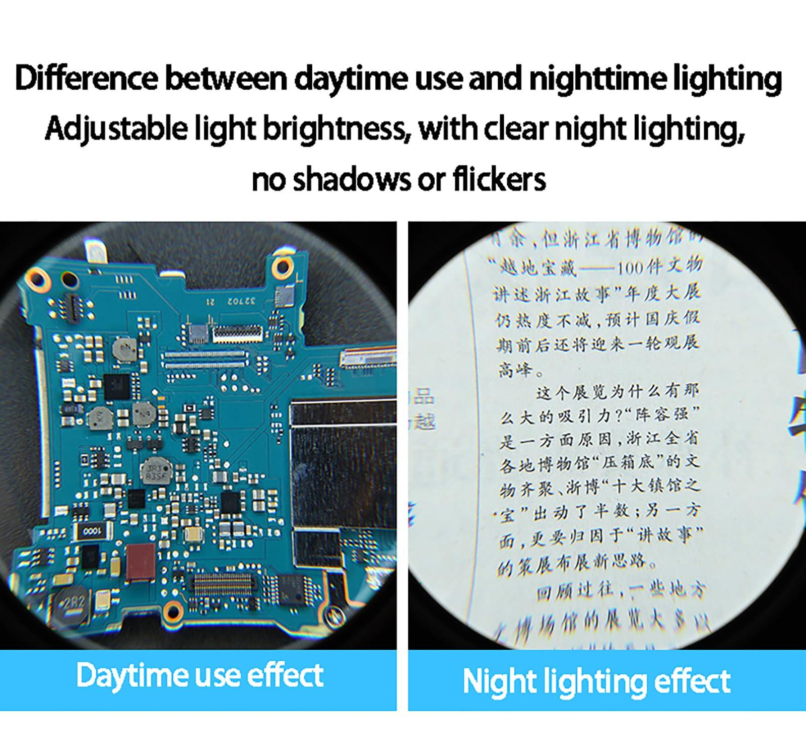 GLocKi 10X Magnifying Glass with Light, 3 Color Modes, 4.7 Real Glass Lens LED Desk Lamp & Clamp, Magnifier Light and Stand for Crafts Welding Close Work