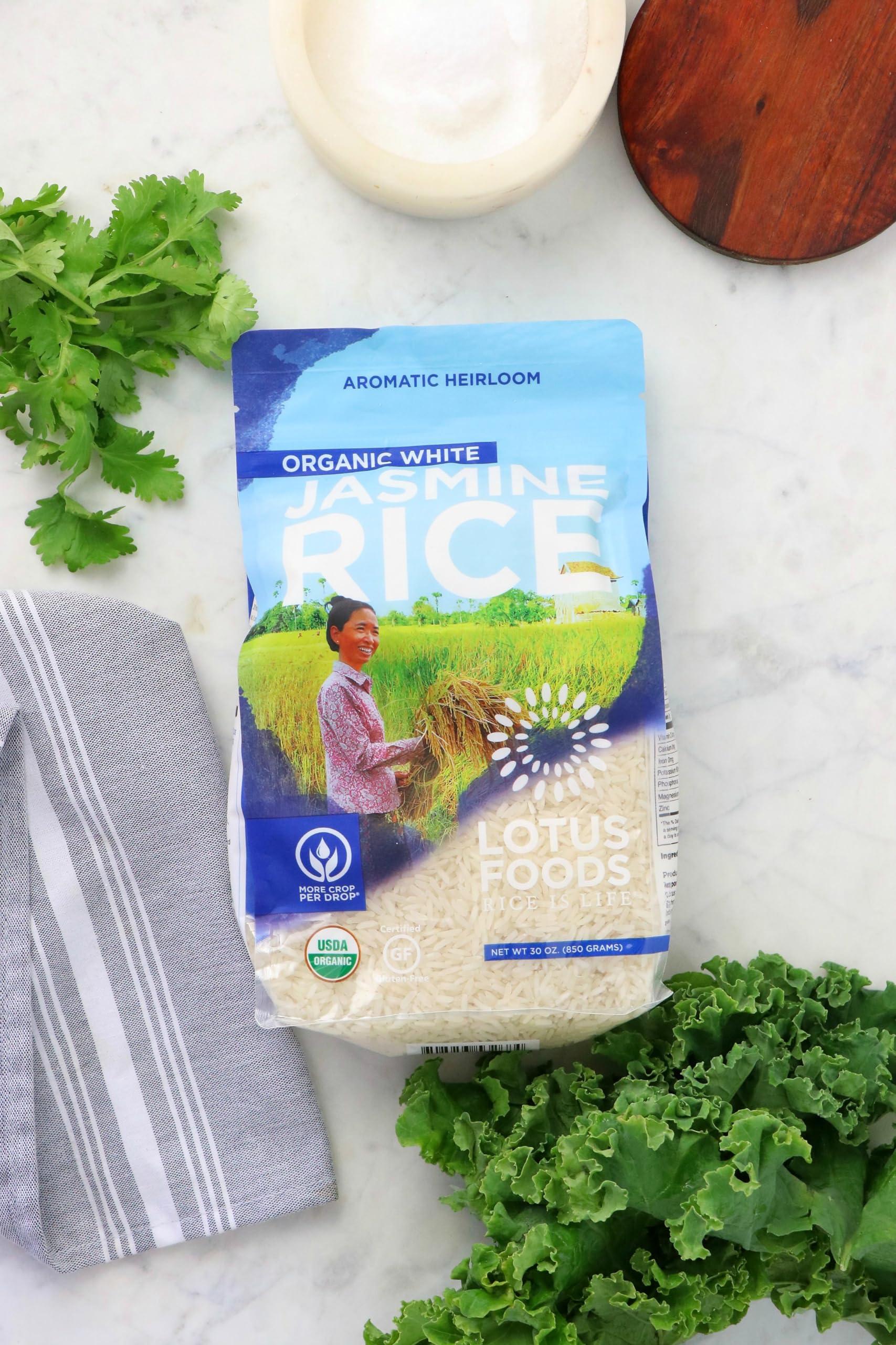 Lotus Foods Lotus Foods Organic White Jasmine Rice - Jasmine Rice, Gluten Free White Rice, Organic Rice, Long Grain Asian Sticky Rice, USDA Organic, Vegan, Gluten Free - 30 Oz (Pack of 3)