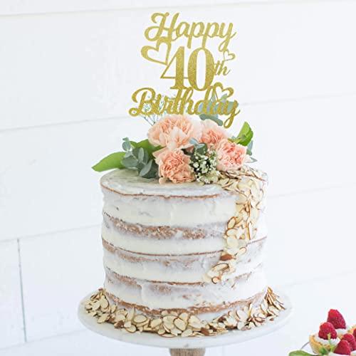 YOUAME YOUAME Happy 40th Birthday Cake Topper - Birthday Cake Topper Decorations, birthday Cake Smash photo booth props, Glitter cake decorating supplies.