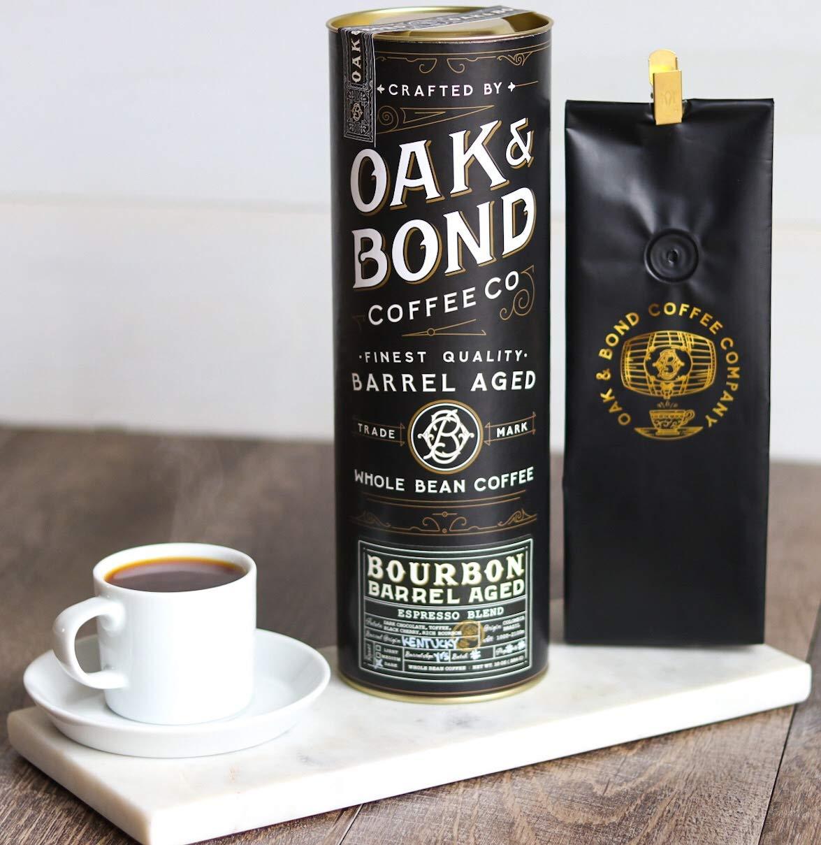 OAK & BOND Oak & Bond Coffee Co. Colombia Single Origin and Espresso Bourbon Barrel Aged Coffee Bundle, Whole Bean Arabica - 22oz. Total