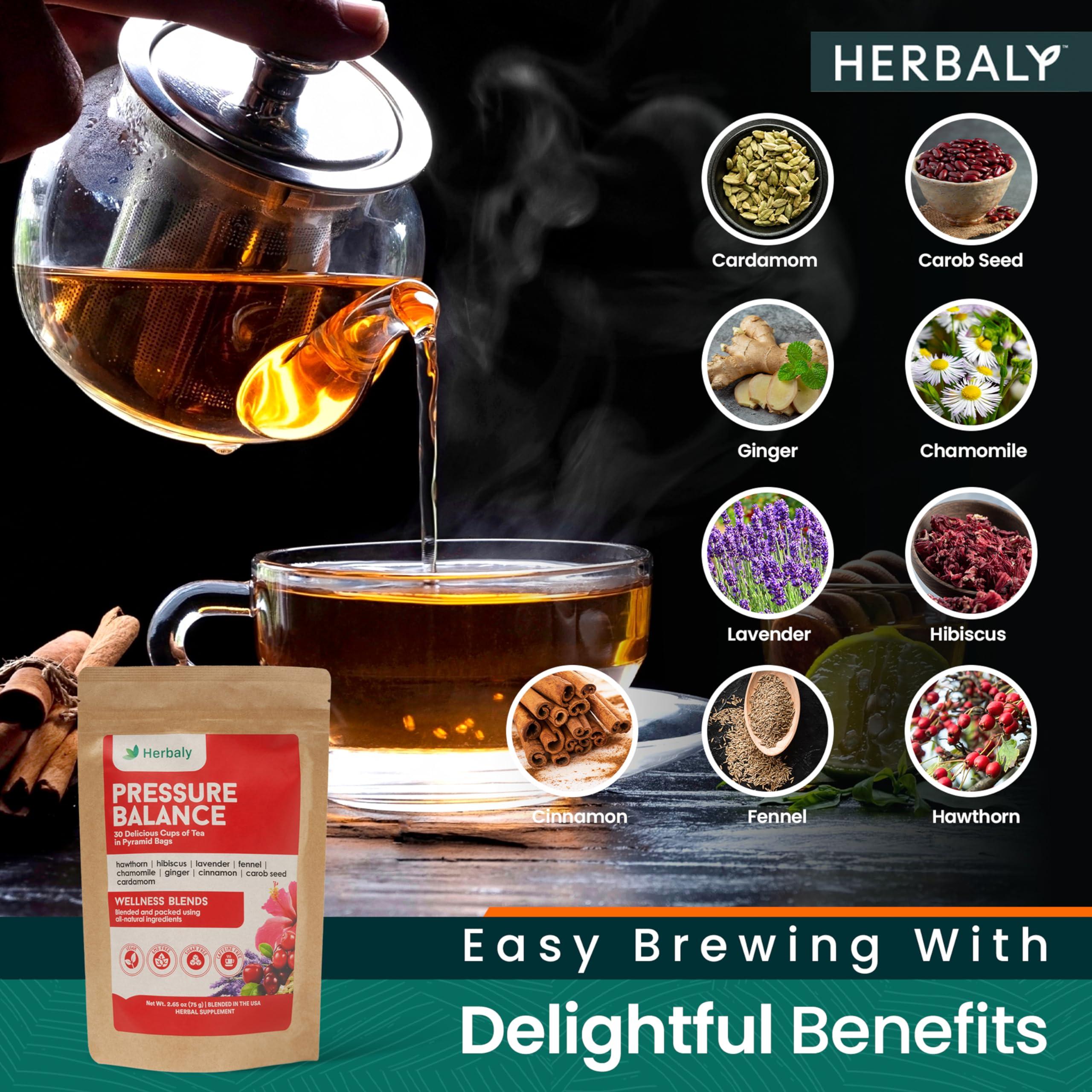 Herbaly Wellness Collection Herbaly Heart Functional Tea - 9 Superherbs - Natural, Organic, Non-GMO, Caffeine-Free, Sugar Free - 1 Pack, 30 Pyramid Tea Bags