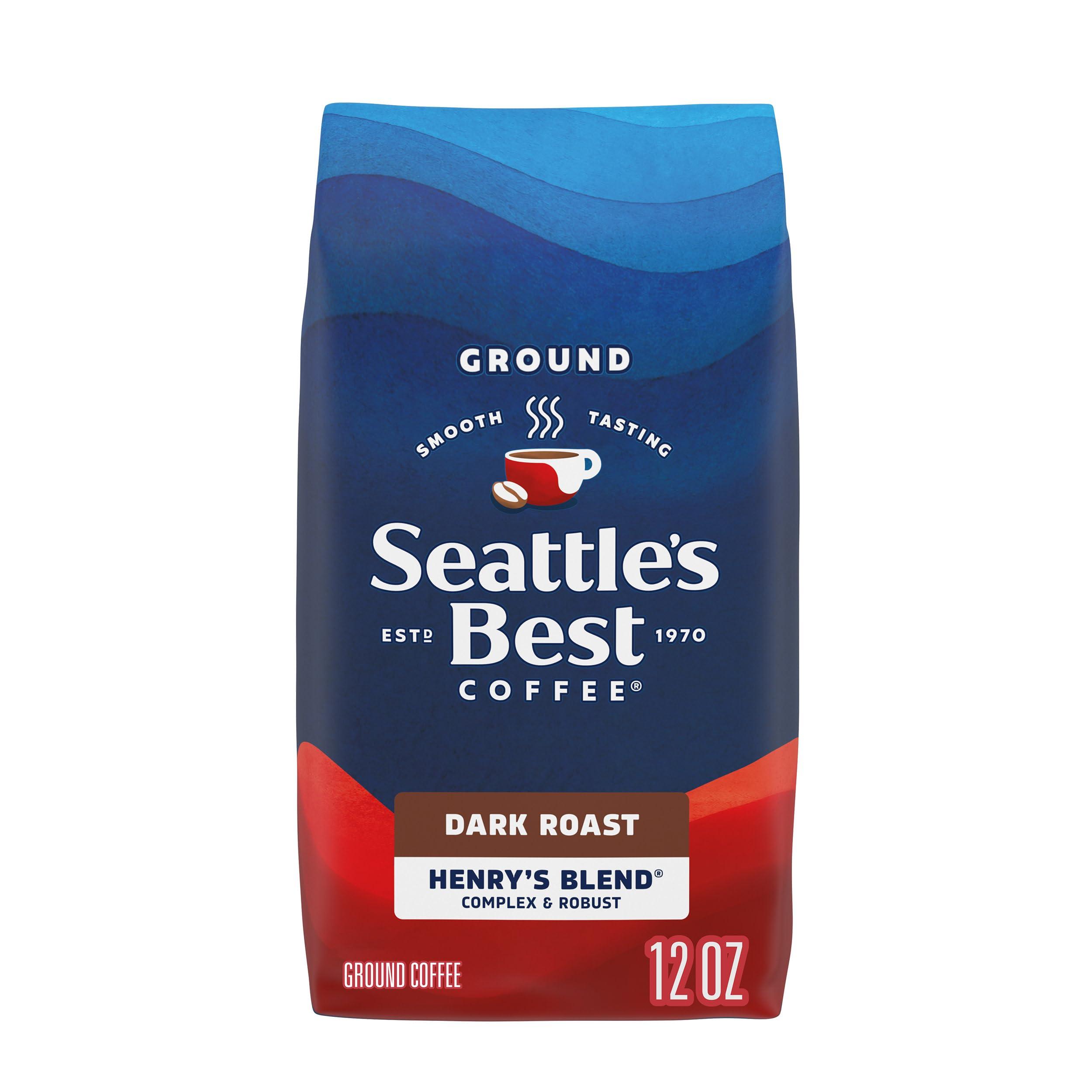Seattle's Best Coffee Seattles Best Coffee, Dark Roast Ground Coffee, Henry\'s Blend, 100% Arabica, 1 Bag (12 oz)