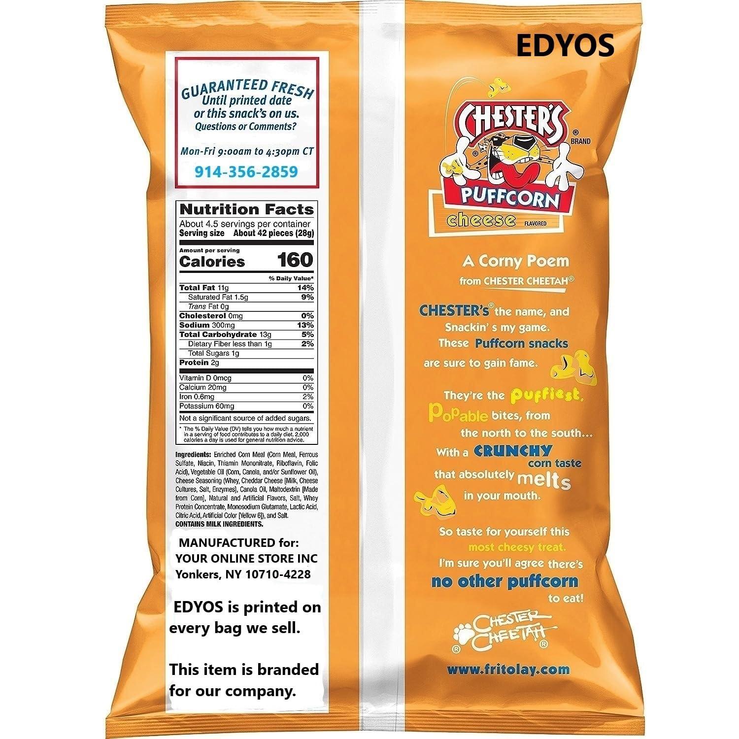 YOUR ONLINE STORE INC EDYOS Cheese Puffcorn 4.25 oz. Bag