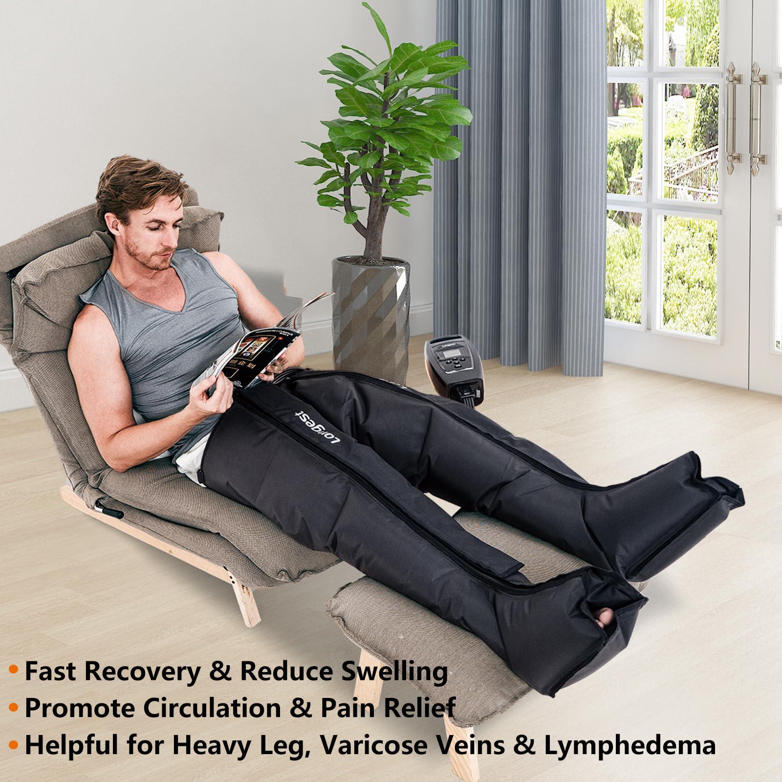 LONGEST LONGEST Lymphedema Pumps Legs Air Compression Recovery Boots Leg Recovery Compression System Machine for Swelling, Circulation & Pain Medium